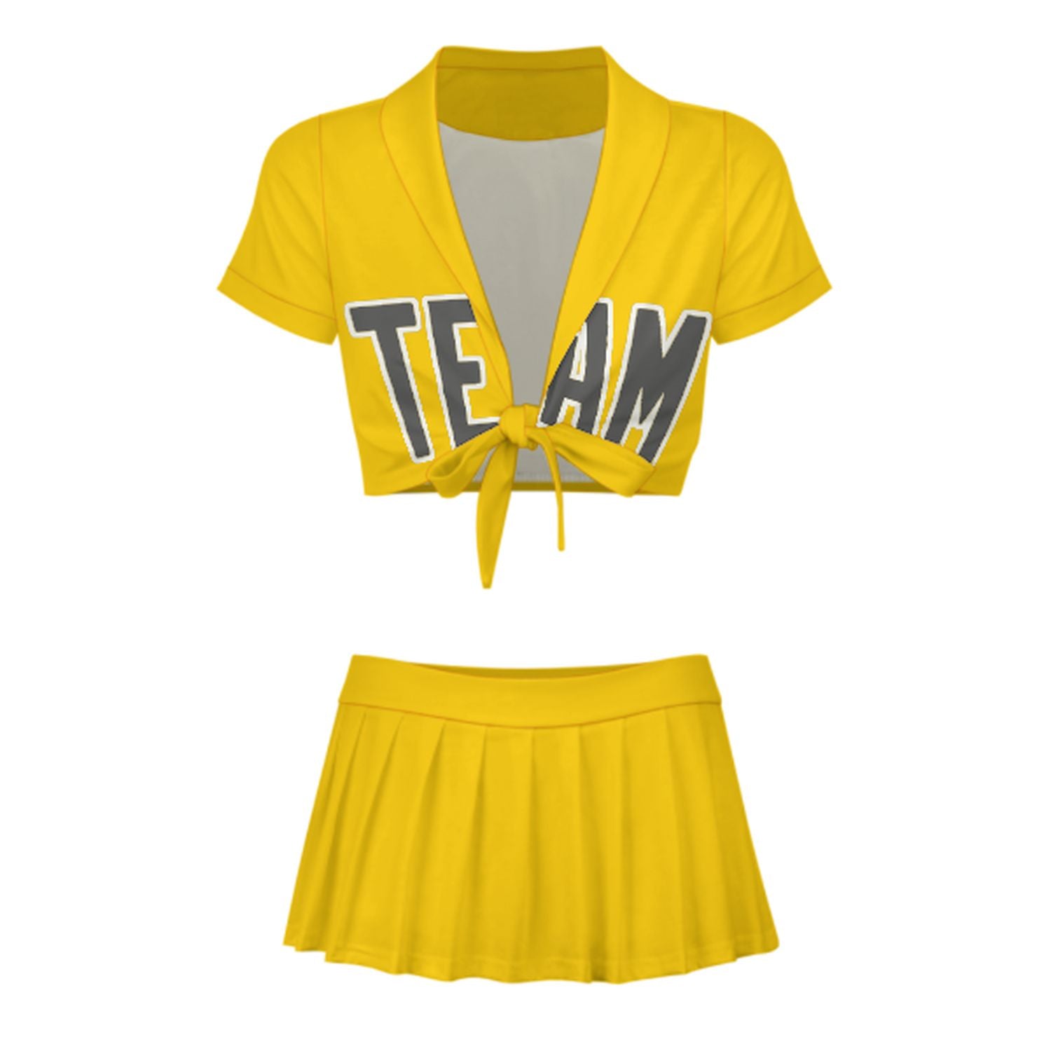 Maßgeschneidertes Gold Dunkelgrau Cheerleader Outfit Set