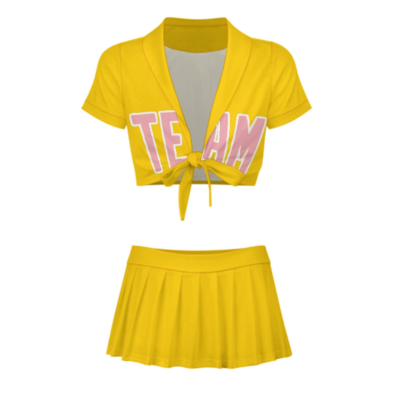 Maßgeschneidertes Gold Rosa Cheerleader Outfit Set