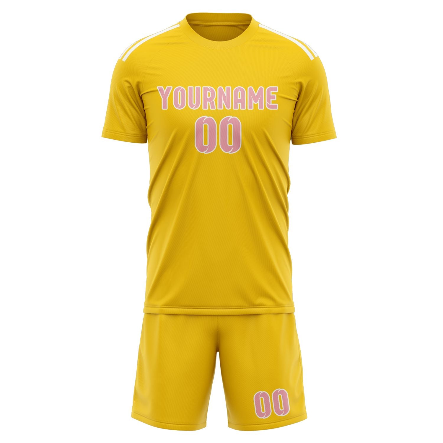Maßgeschneidertes Professionelles Gold Rosa Fußballtrikot-Set