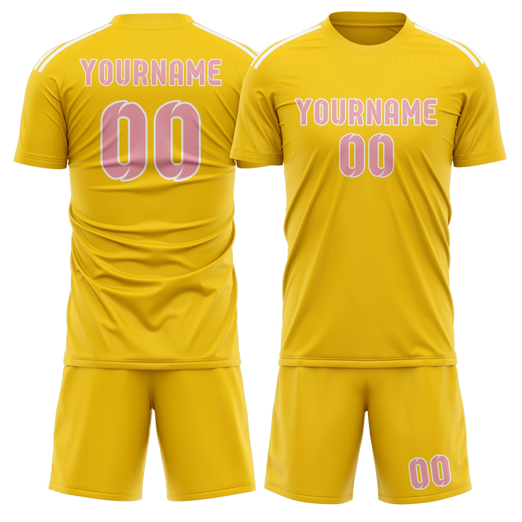 Maßgeschneidertes Professionelles Gold Rosa Fußballtrikot-Set