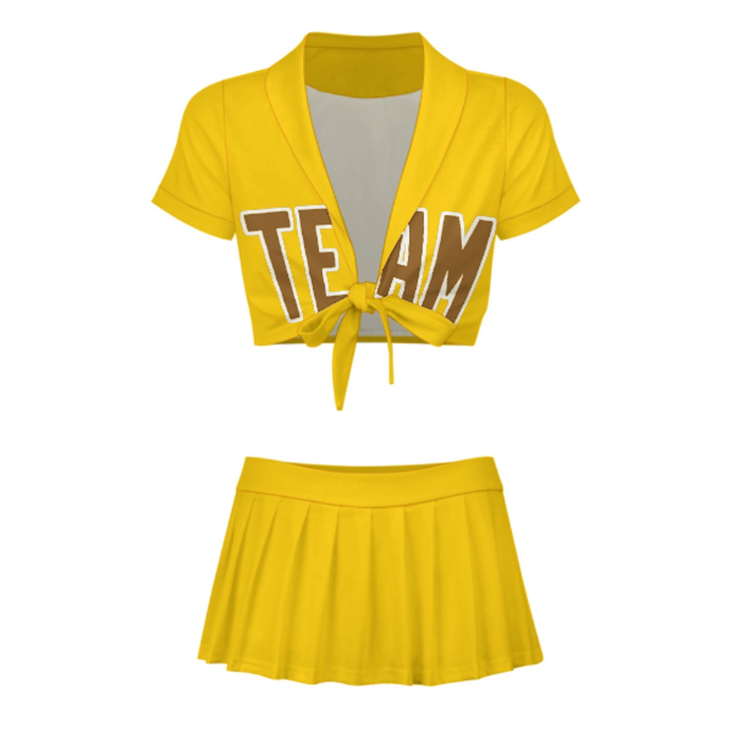 Maßgeschneidertes Gold Khaki Cheerleader Outfit Set