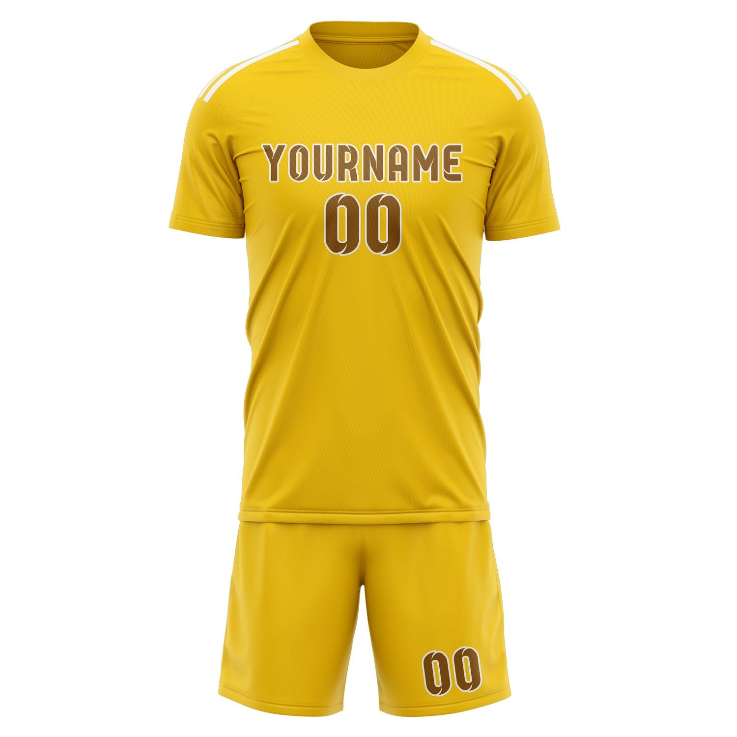 Maßgeschneidertes Professionelles Gold Khaki Fußballtrikot-Set