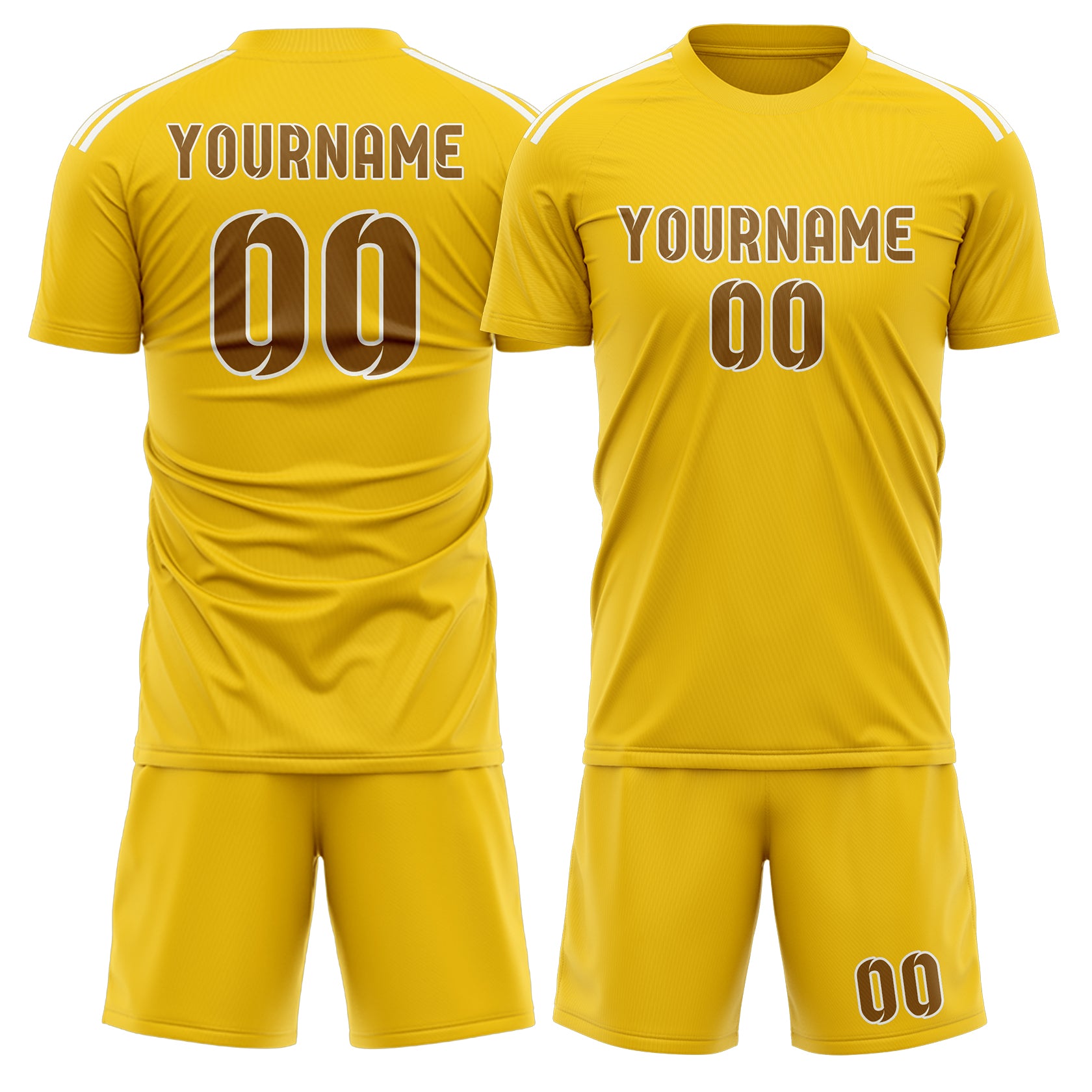 Maßgeschneidertes Professionelles Gold Khaki Fußballtrikot-Set