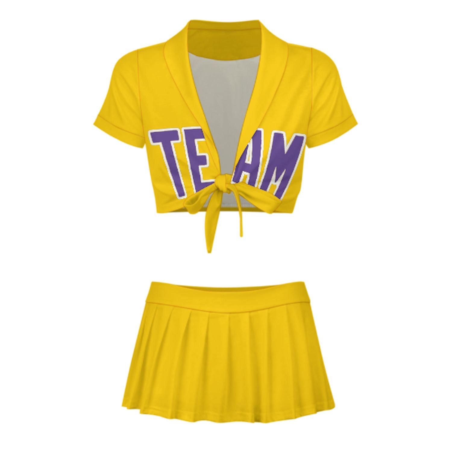 Maßgeschneidertes Gold Lavendel Cheerleader Outfit Set