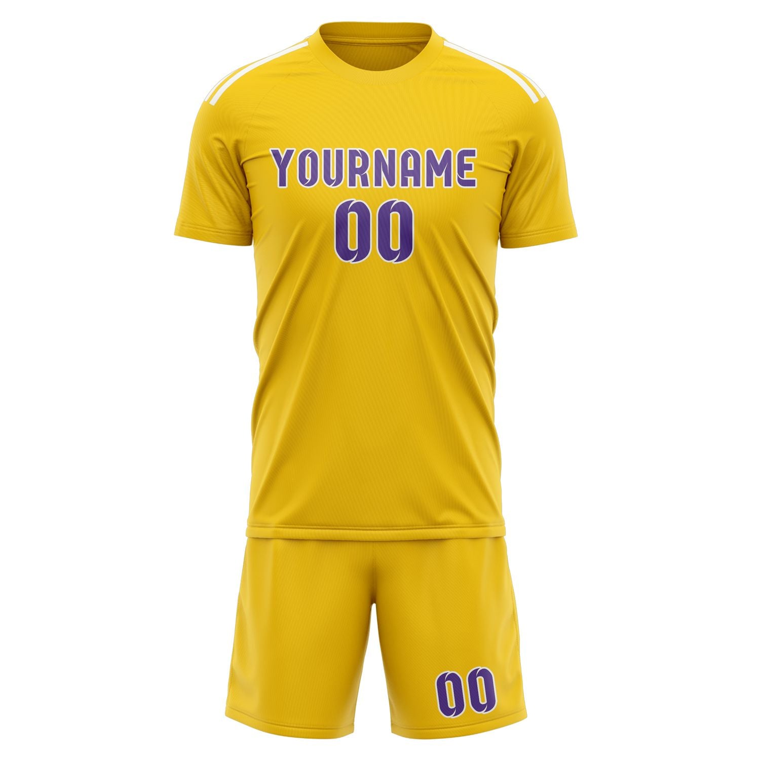 Maßgeschneidertes Professionelles Gold Lavendel Fußballtrikot-Set