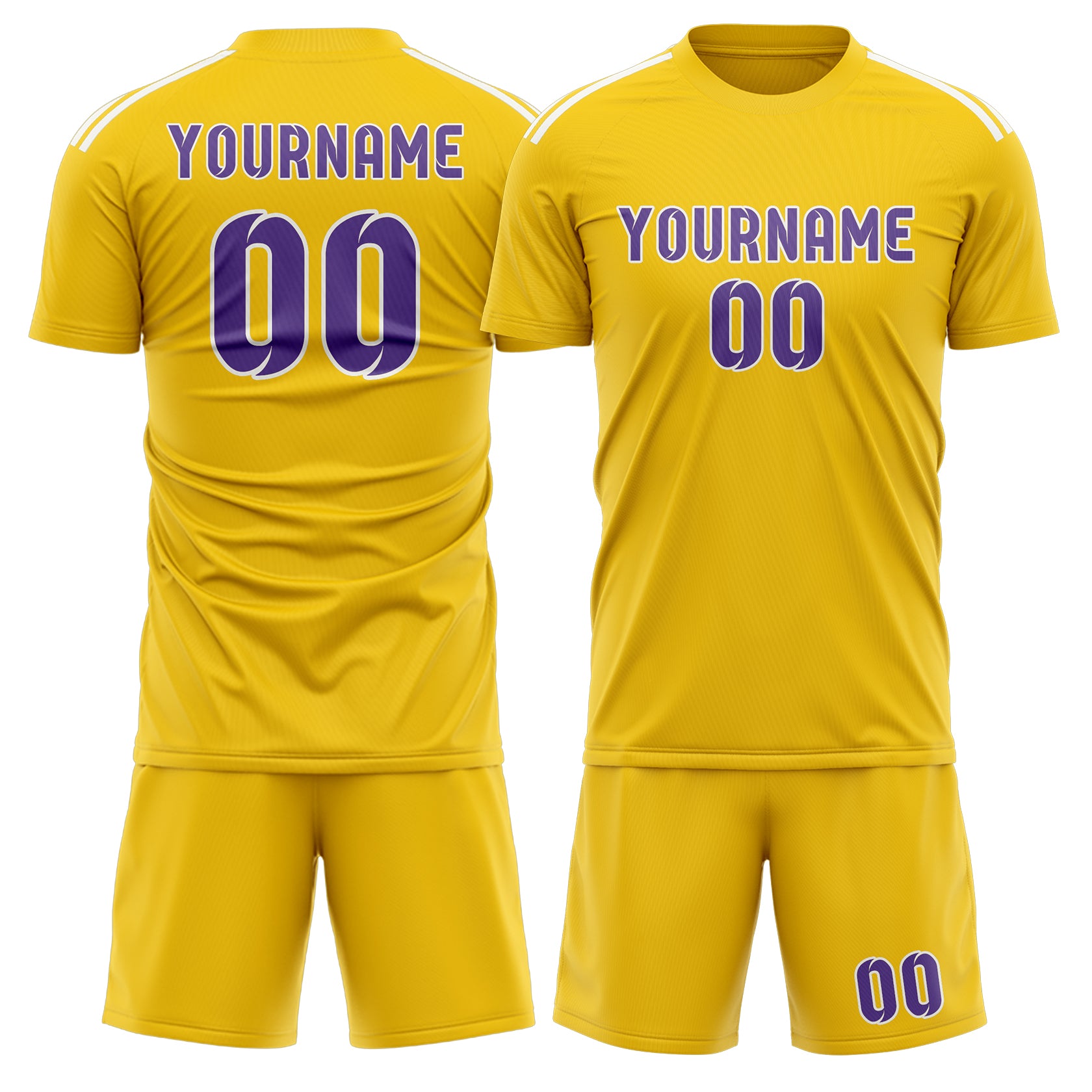 Maßgeschneidertes Professionelles Gold Lavendel Fußballtrikot-Set