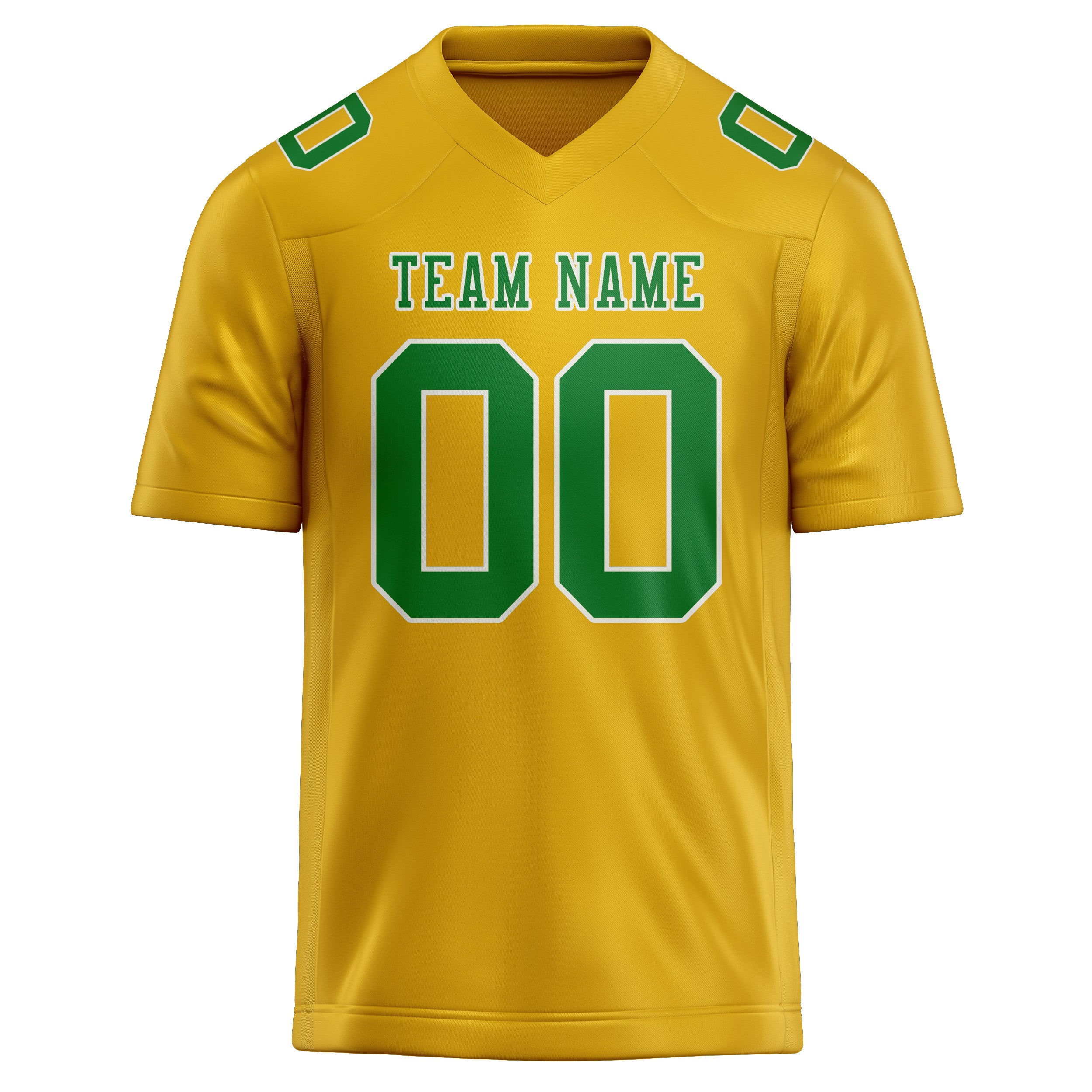Maglia da rugby personalizzata professionale color oro e verde smeraldo