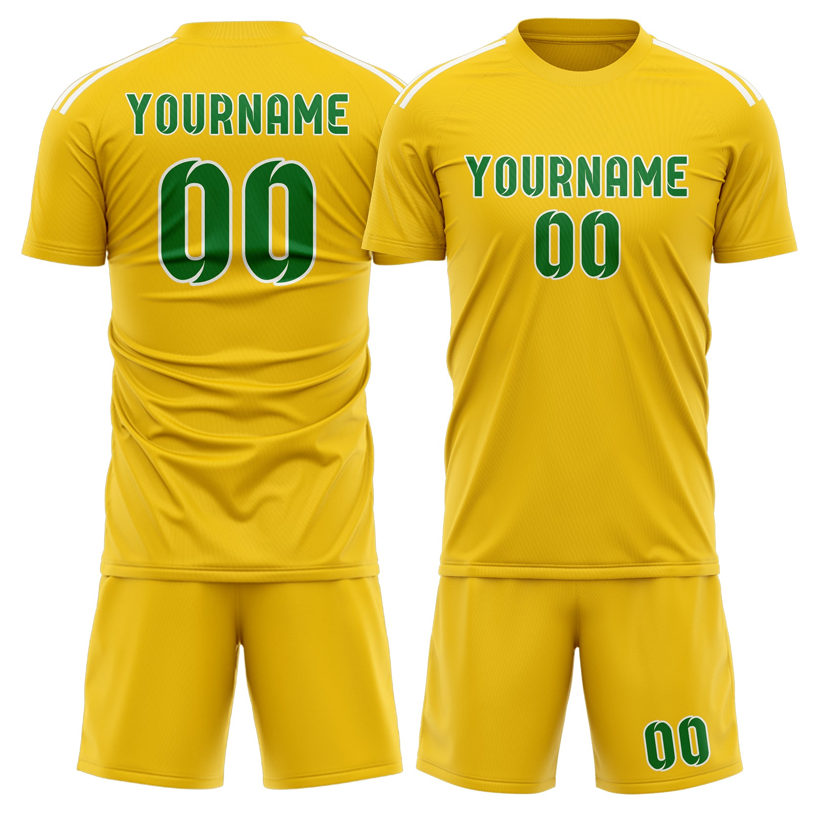 Maßgeschneidertes Professionelles Gold Smaragdgrün Fußballtrikot-Set