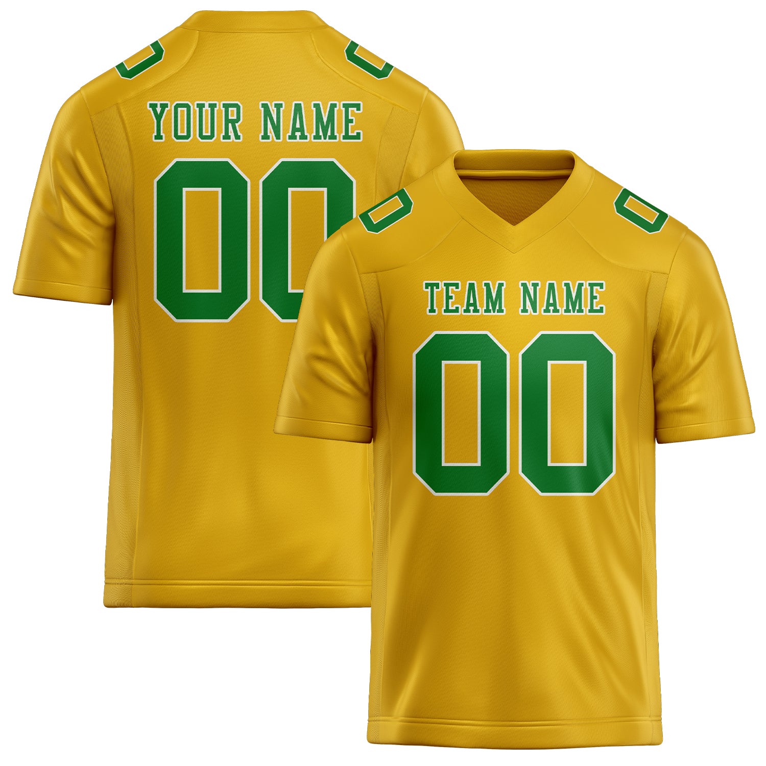 Maglia da rugby personalizzata professionale color oro e verde smeraldo