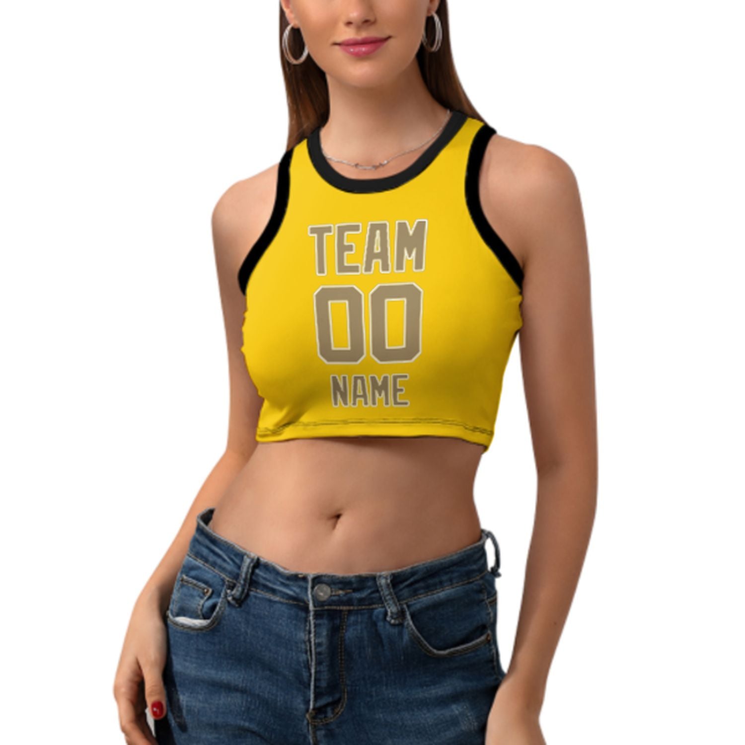 Maßgeschneidertes Gold Hellkhaki Ärmelloses Tanktop