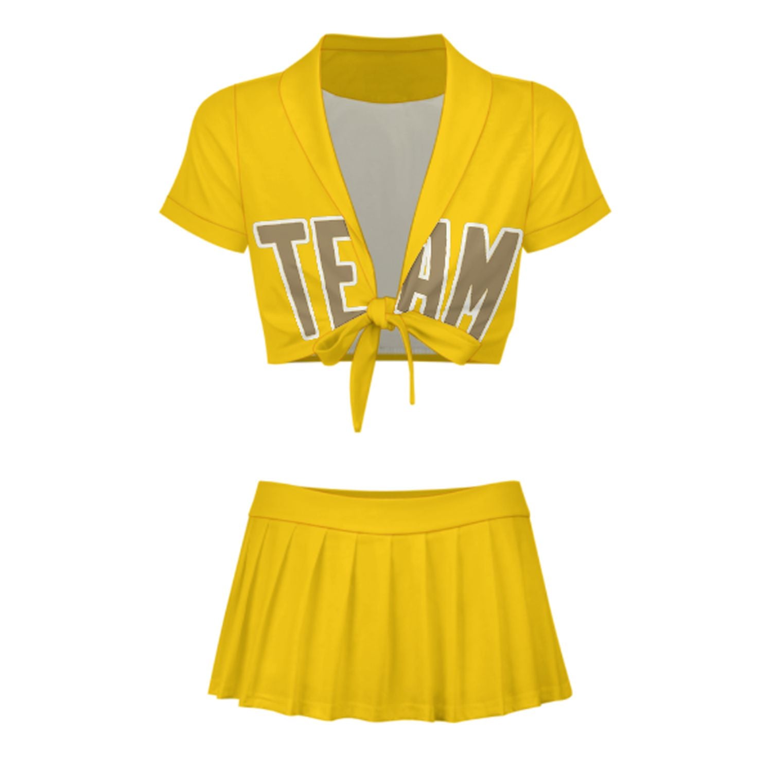 Maßgeschneidertes Gold Hellkhaki Cheerleader Outfit Set