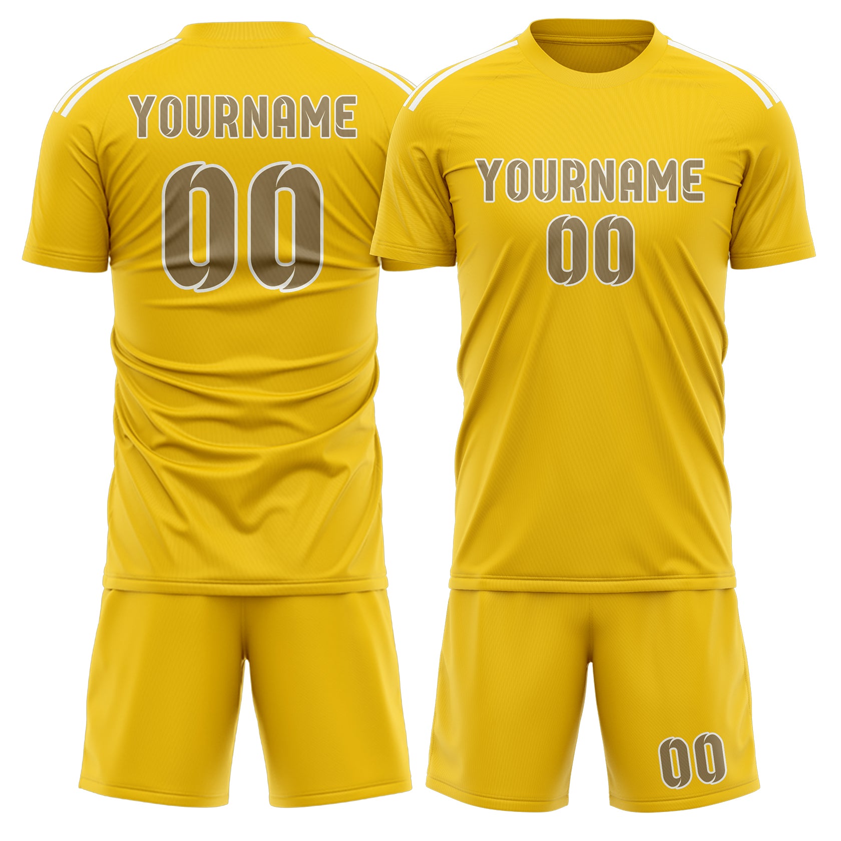 Maßgeschneidertes Professionelles Gold Hellkhaki Fußballtrikot-Set