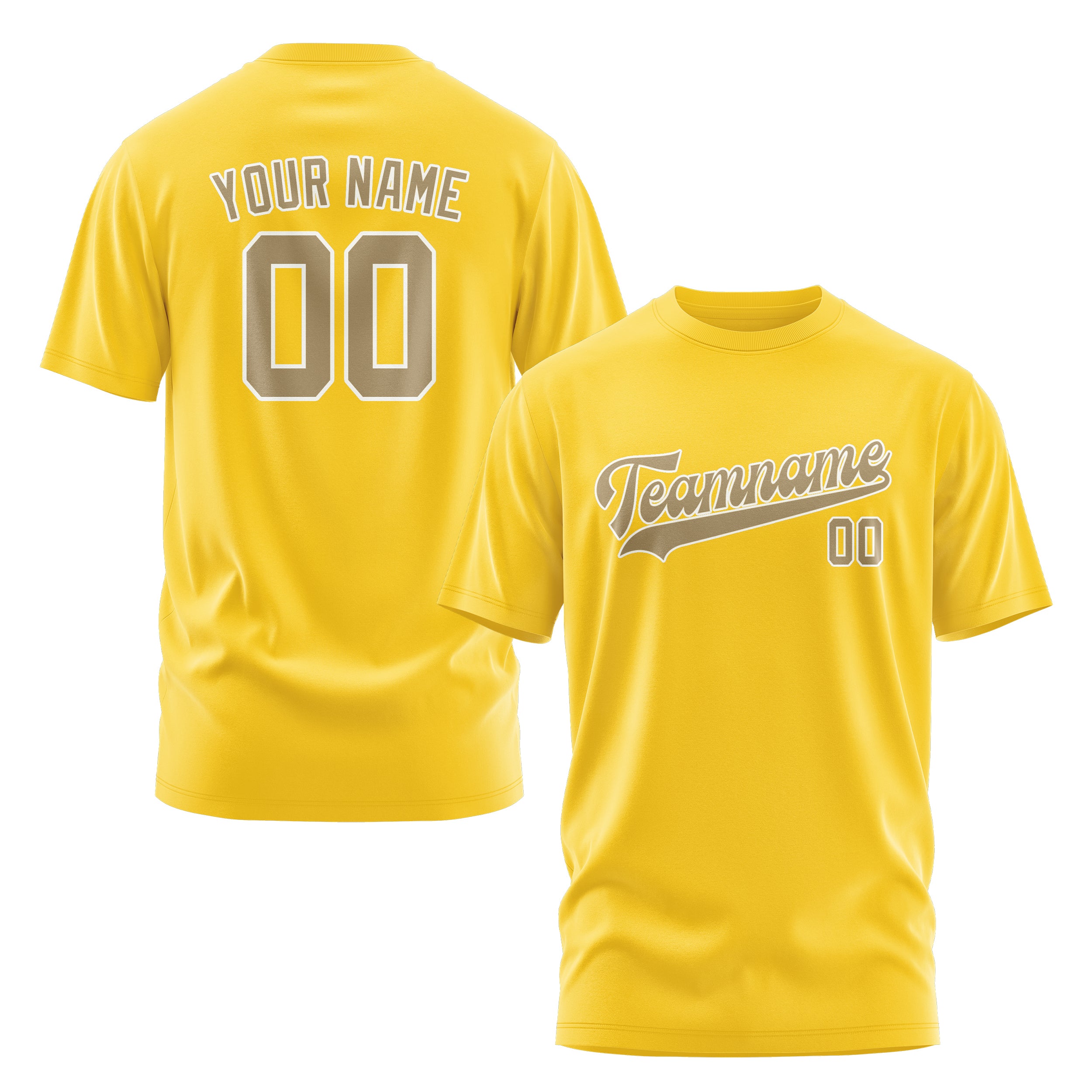 Maßgeschneidertes Gold Hellkhaki T-Shirt