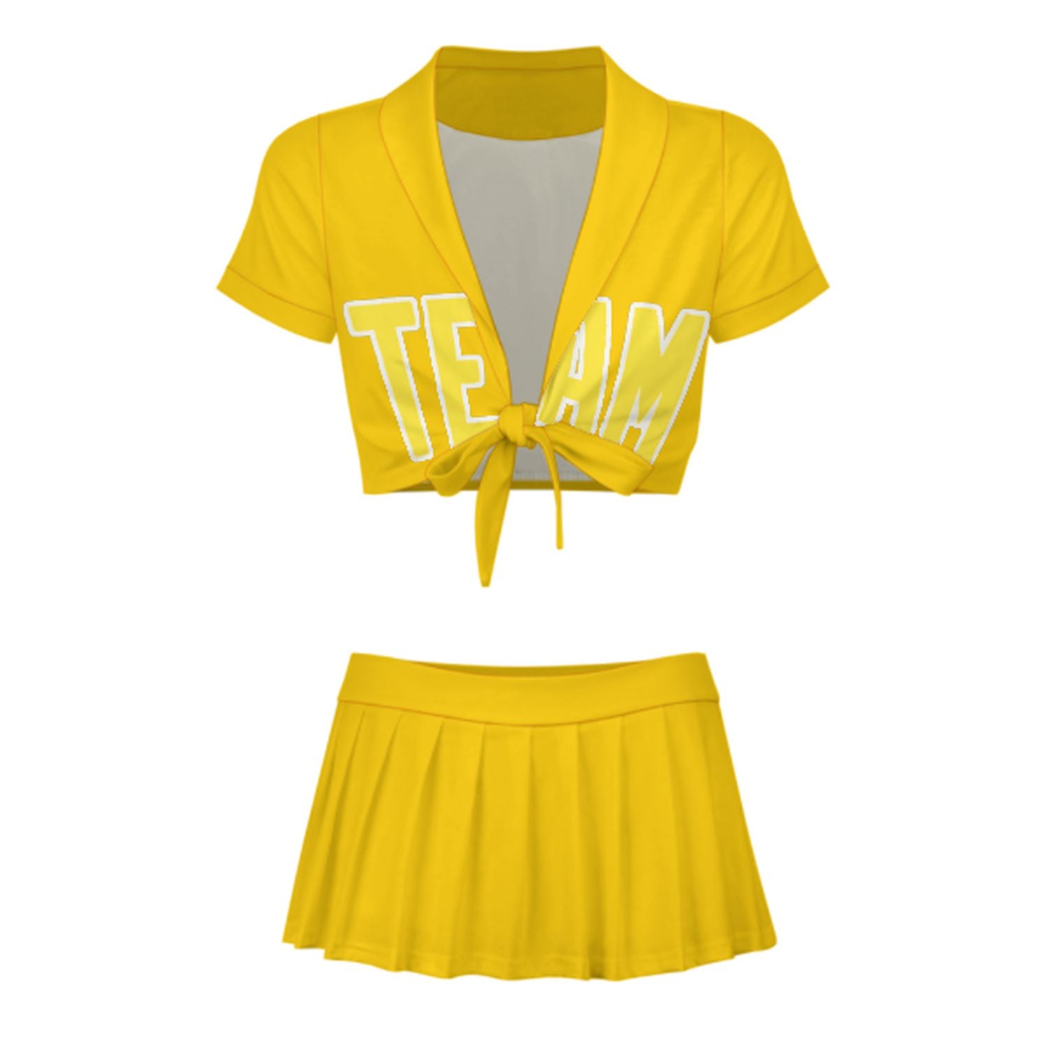 Maßgeschneidertes Gold Blassgelb Cheerleader Outfit Set