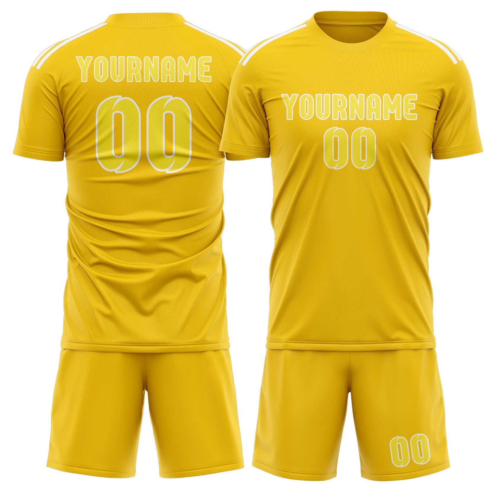 Maßgeschneidertes Professionelles Gold Blassgelb Fußballtrikot-Set