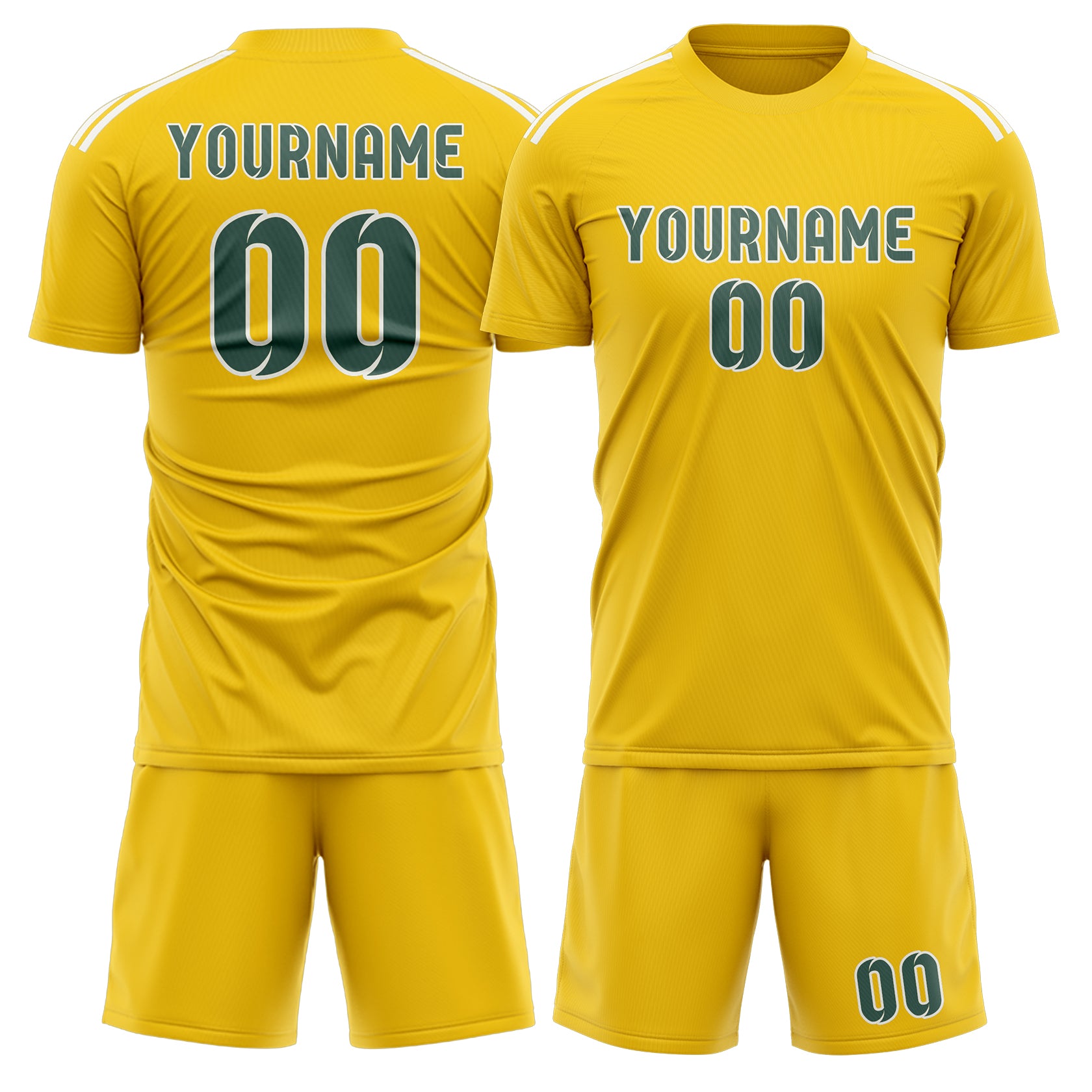 Maßgeschneidertes Professionelles Gold Blaugrün Fußballtrikot-Set