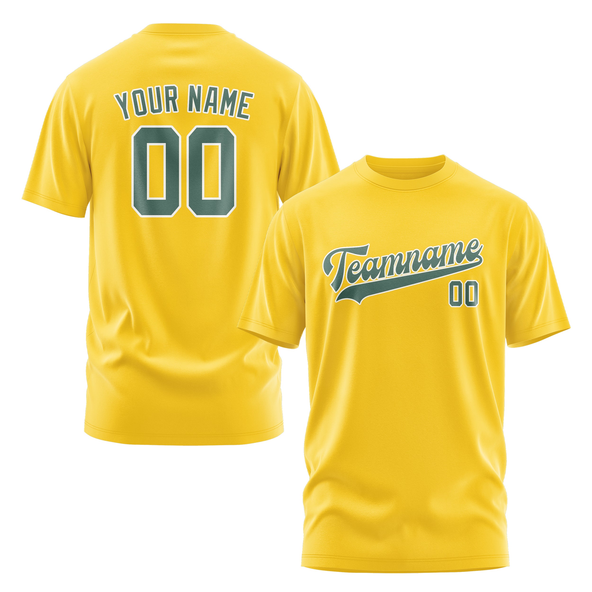 Maßgeschneidertes Gold Blaugrün T-Shirt