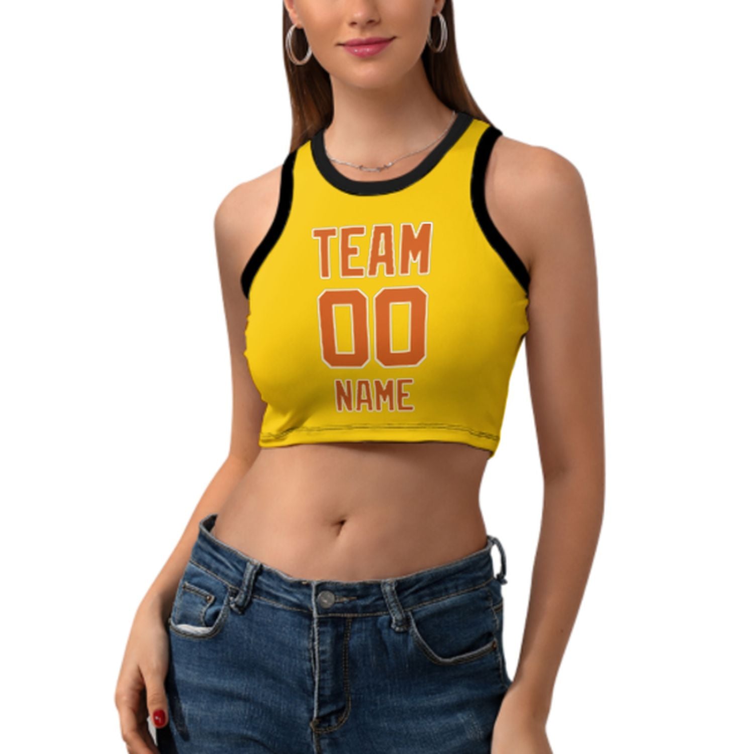 Maßgeschneidertes Gold Orange Ärmelloses Tanktop