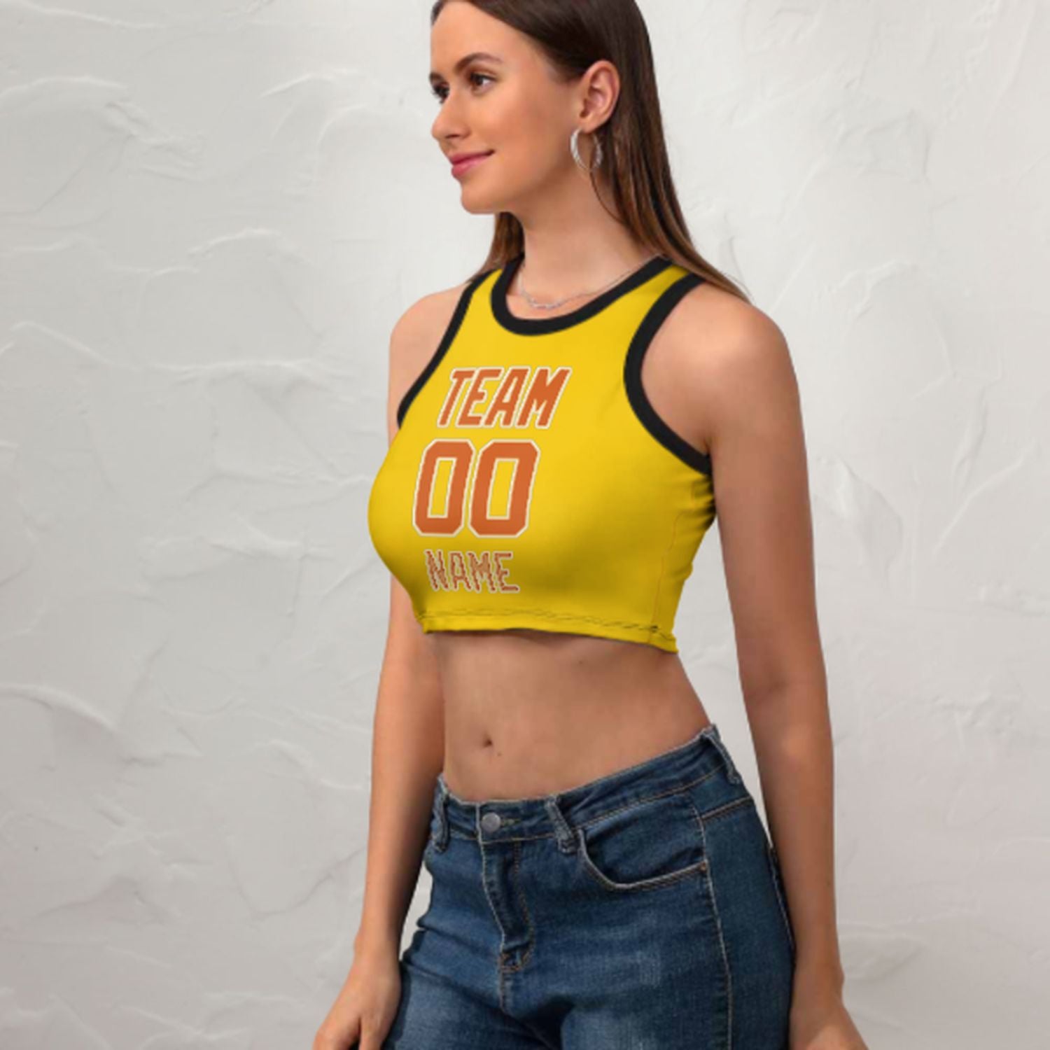 Maßgeschneidertes Gold Orange Ärmelloses Tanktop