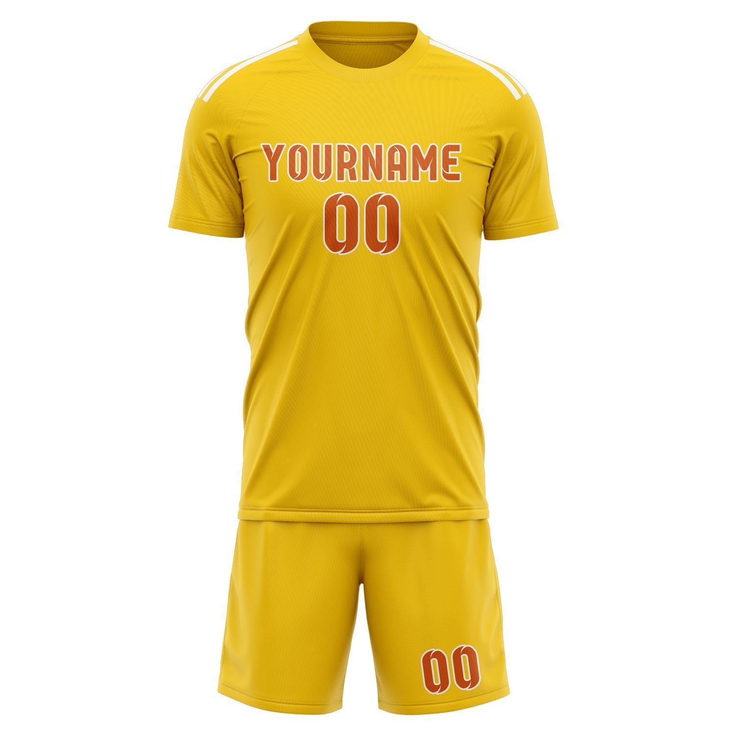 Maßgeschneidertes Professionelles Gold Orange Fußballtrikot-Set