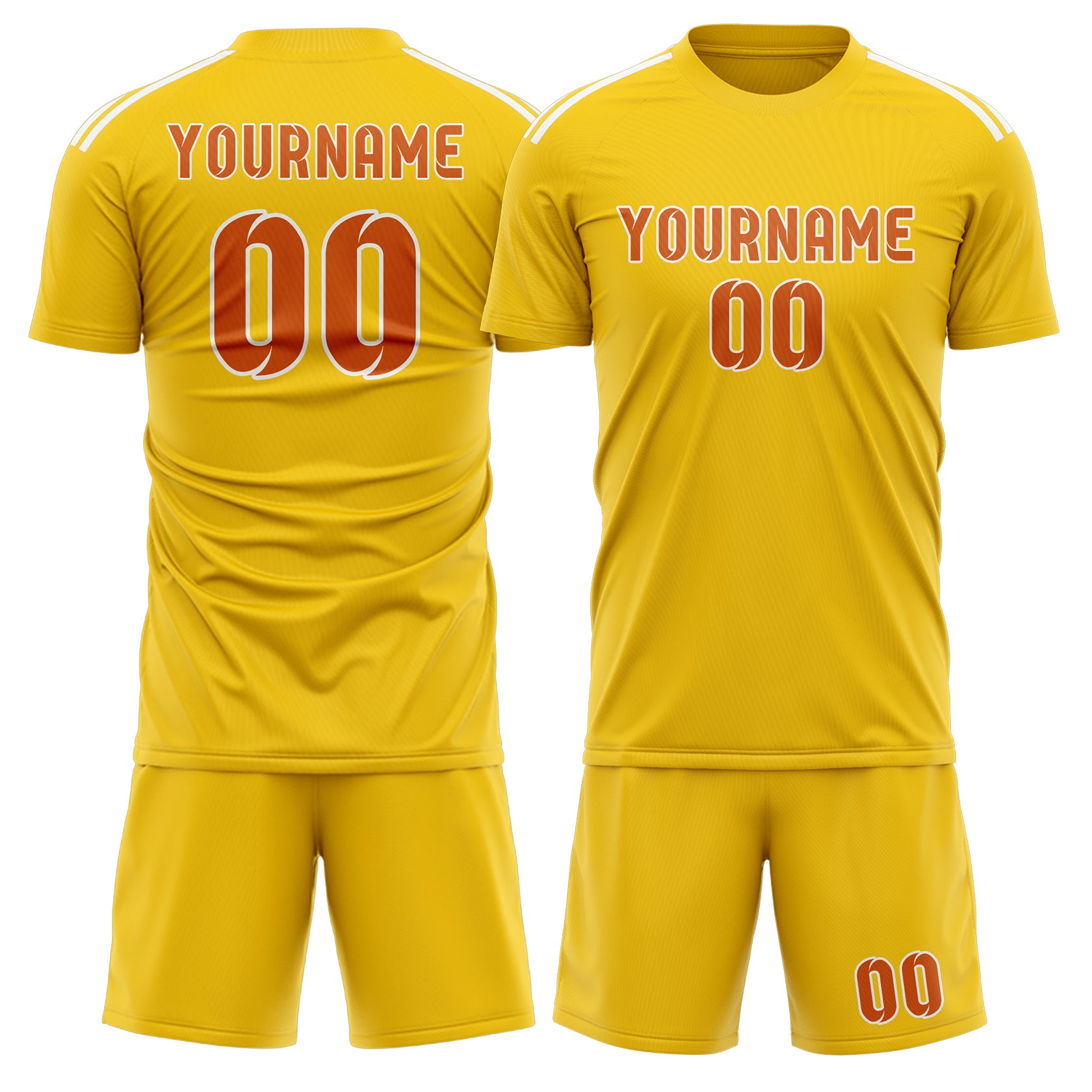 Maßgeschneidertes Professionelles Gold Orange Fußballtrikot-Set