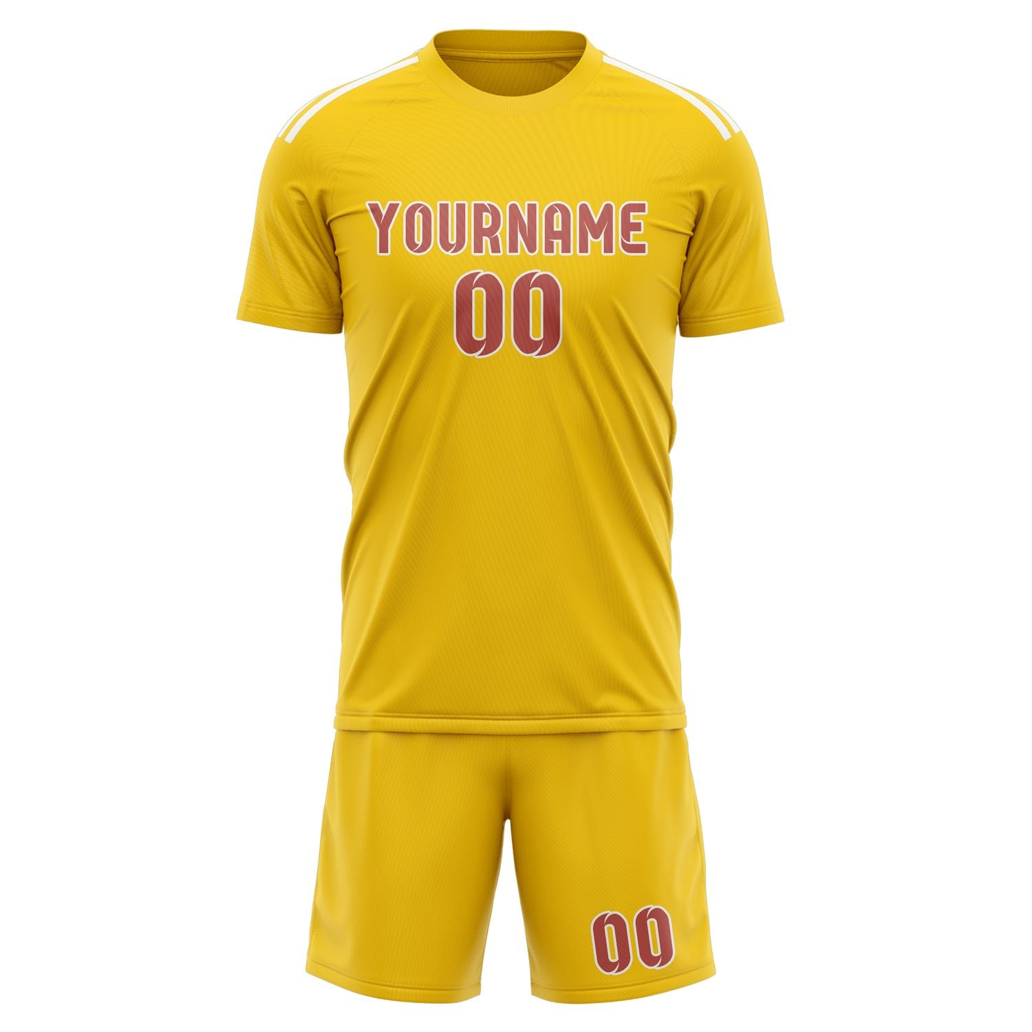 Maßgeschneidertes Professionelles Gold Kupferrose Fußballtrikot-Set