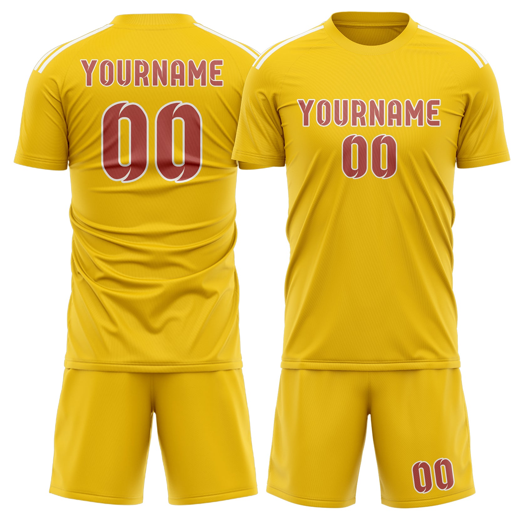 Maßgeschneidertes Professionelles Gold Kupferrose Fußballtrikot-Set