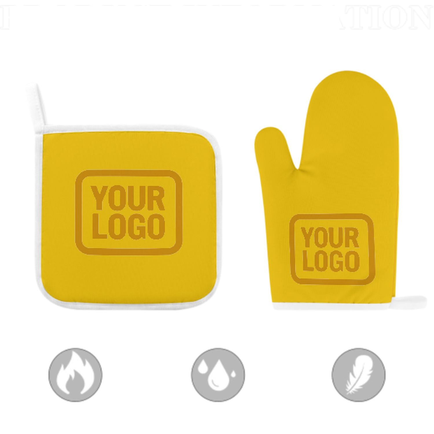 Maßgeschneidertes Gold  Gelb Topfhandschuh Set – 2-teilig