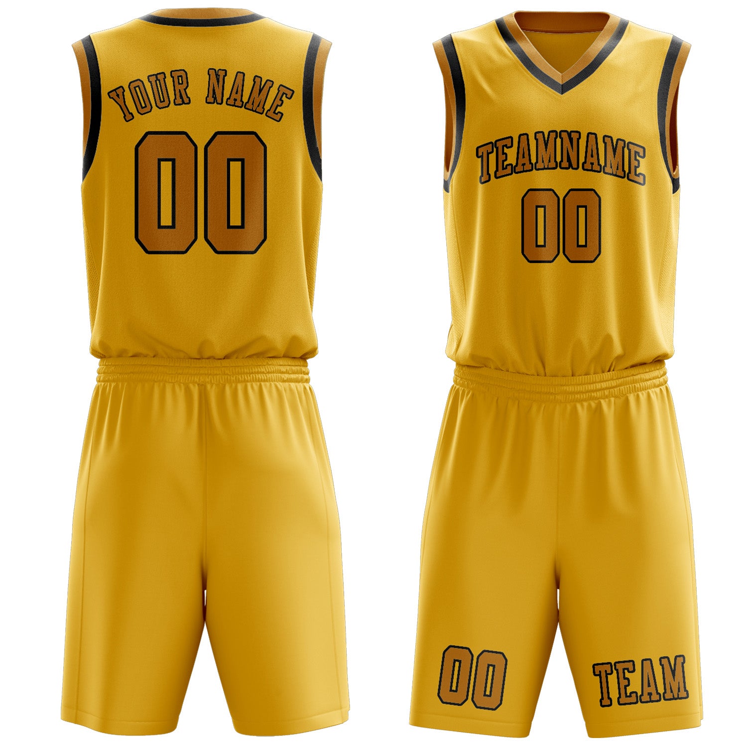Benutzerdefiniertes Professionelles Gold Gelb Basketballtrikot-Set