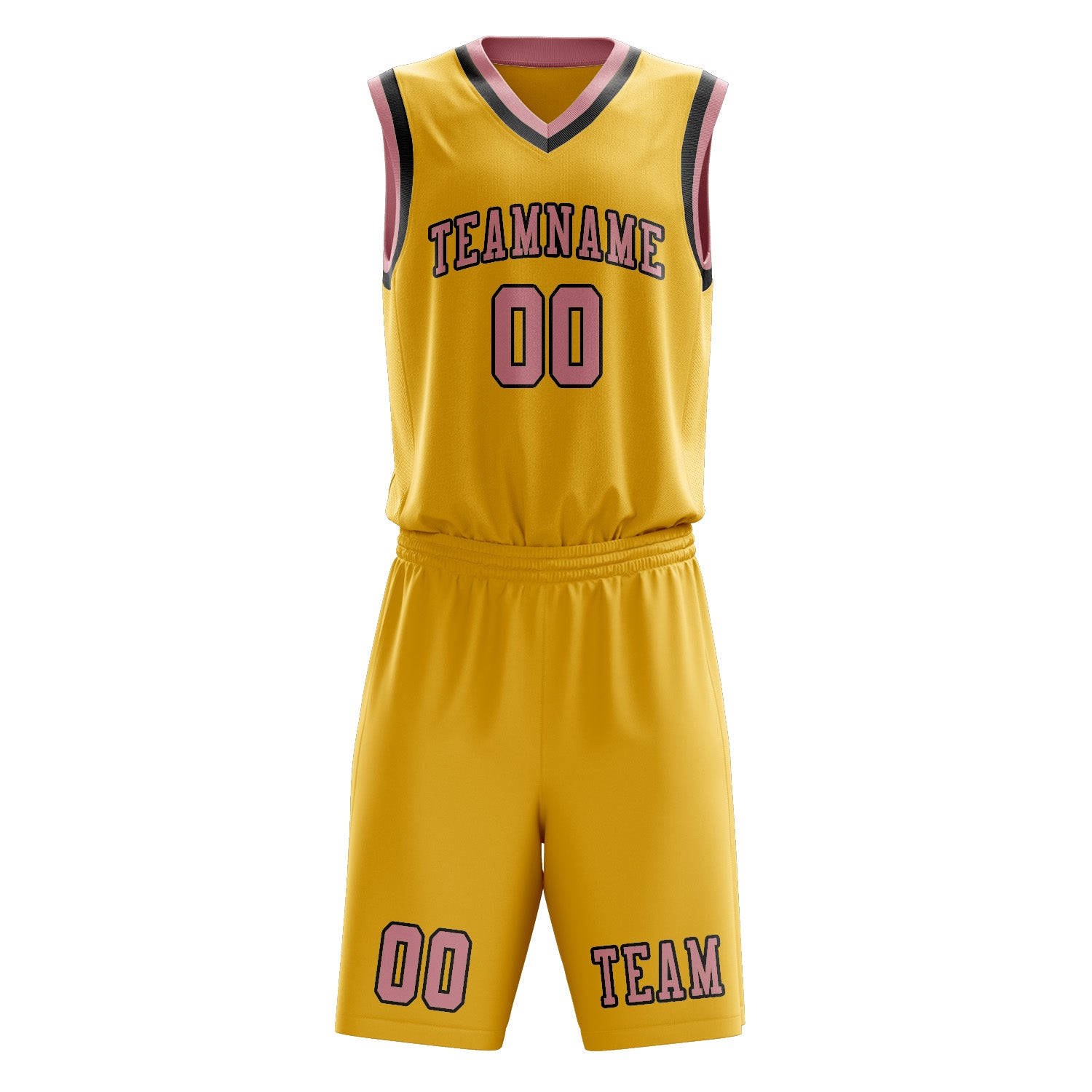 Benutzerdefiniertes Professionelles Gold Rosa Basketballtrikot-Set