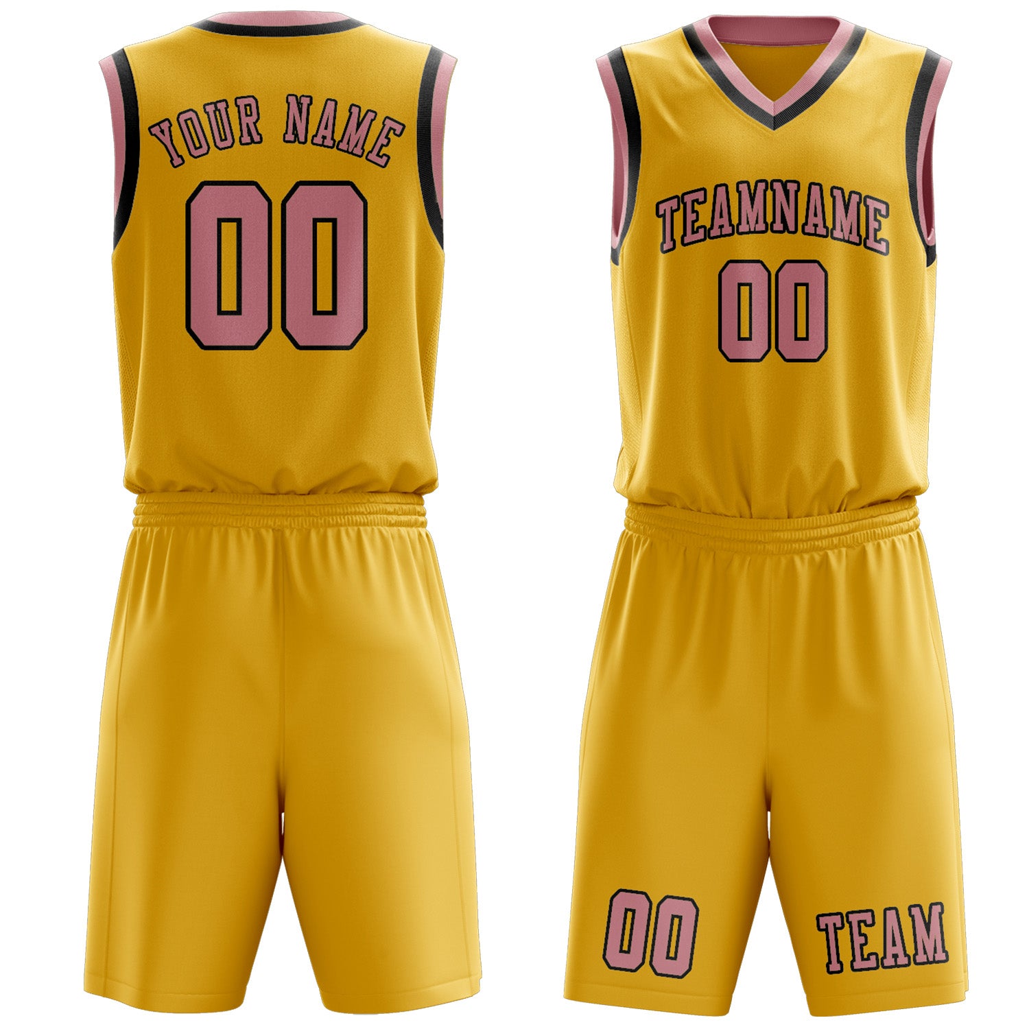 Benutzerdefiniertes Professionelles Gold Rosa Basketballtrikot-Set