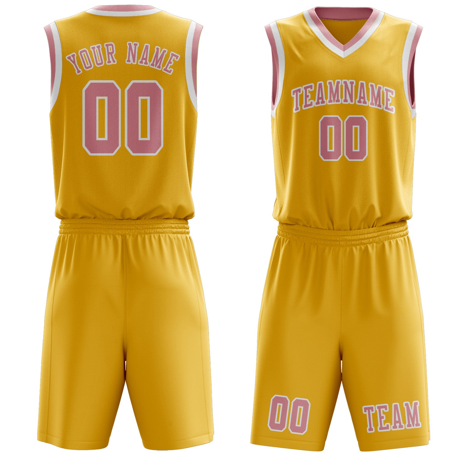 Benutzerdefiniertes Professionelles Gold Rosa Basketballtrikot-Set