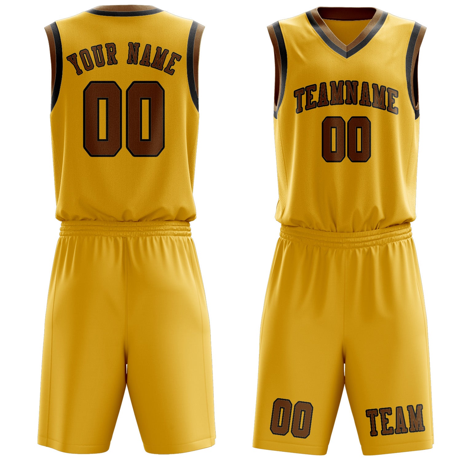 Benutzerdefiniertes Professionelles Gold Khaki Basketballtrikot-Set