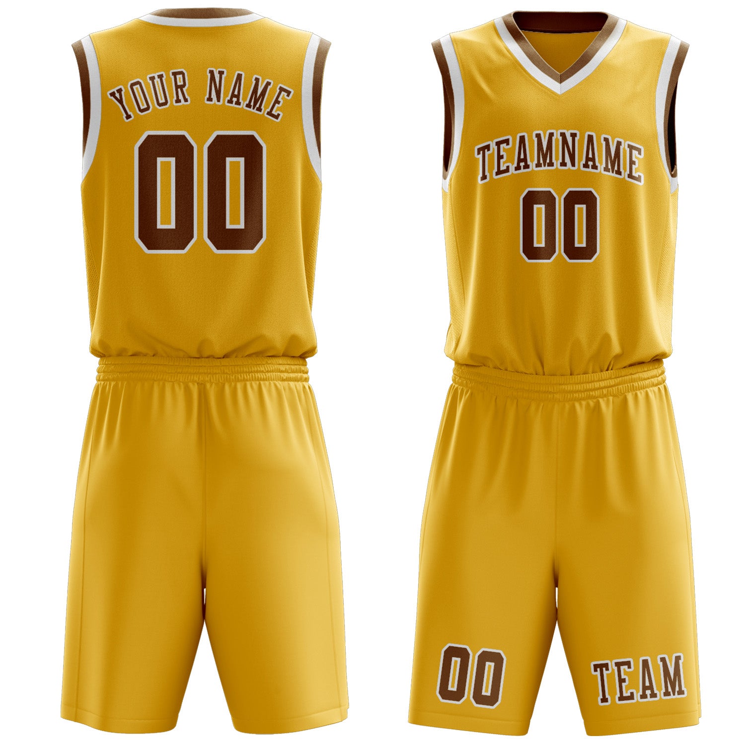 Benutzerdefiniertes Professionelles Gold Khaki Basketballtrikot-Set