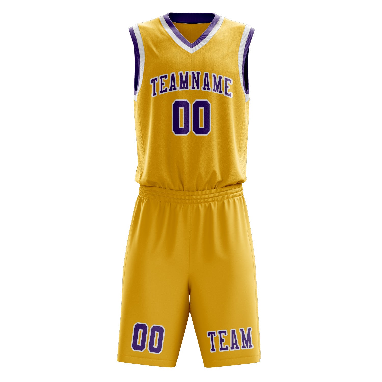 Benutzerdefiniertes Professionelles Gold Lavendel Basketballtrikot-Set