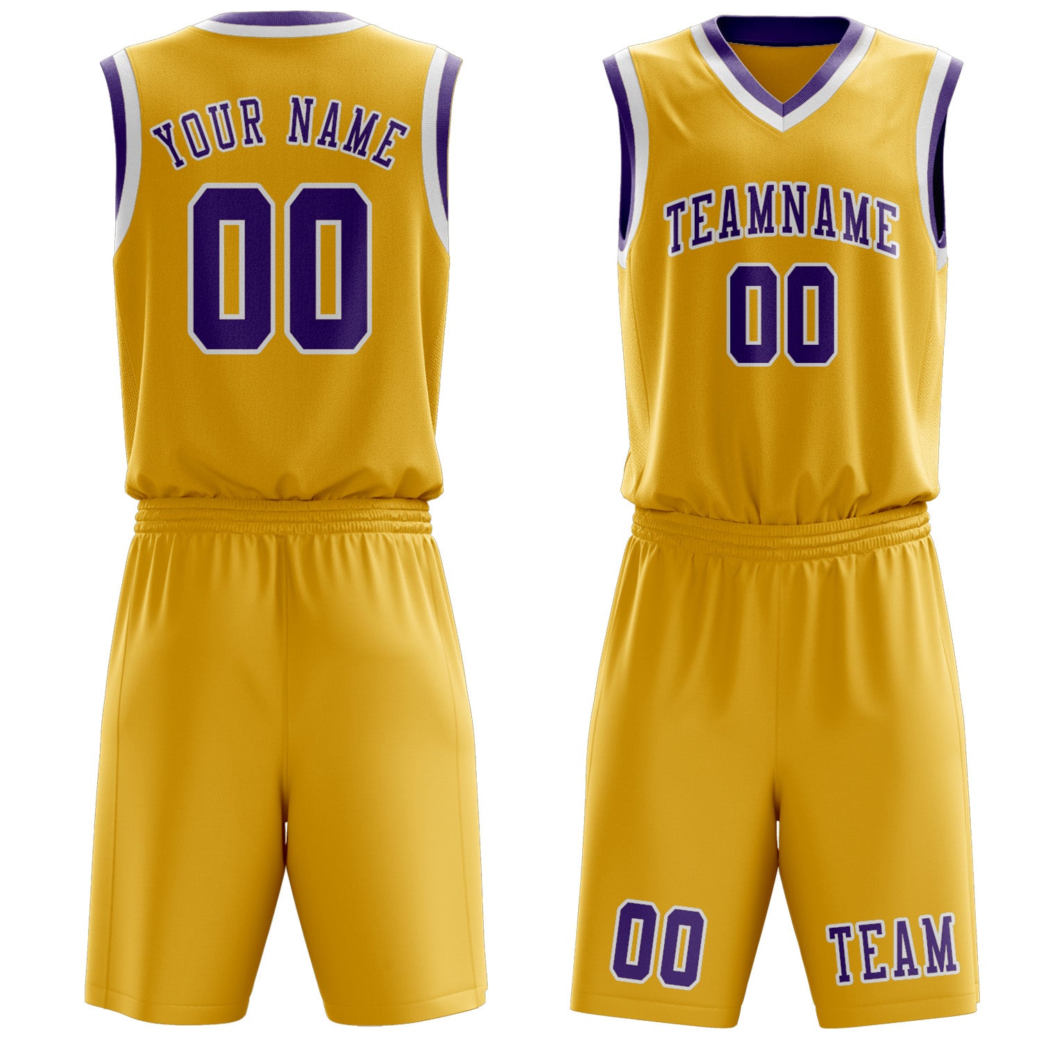Benutzerdefiniertes Professionelles Gold Lavendel Basketballtrikot-Set