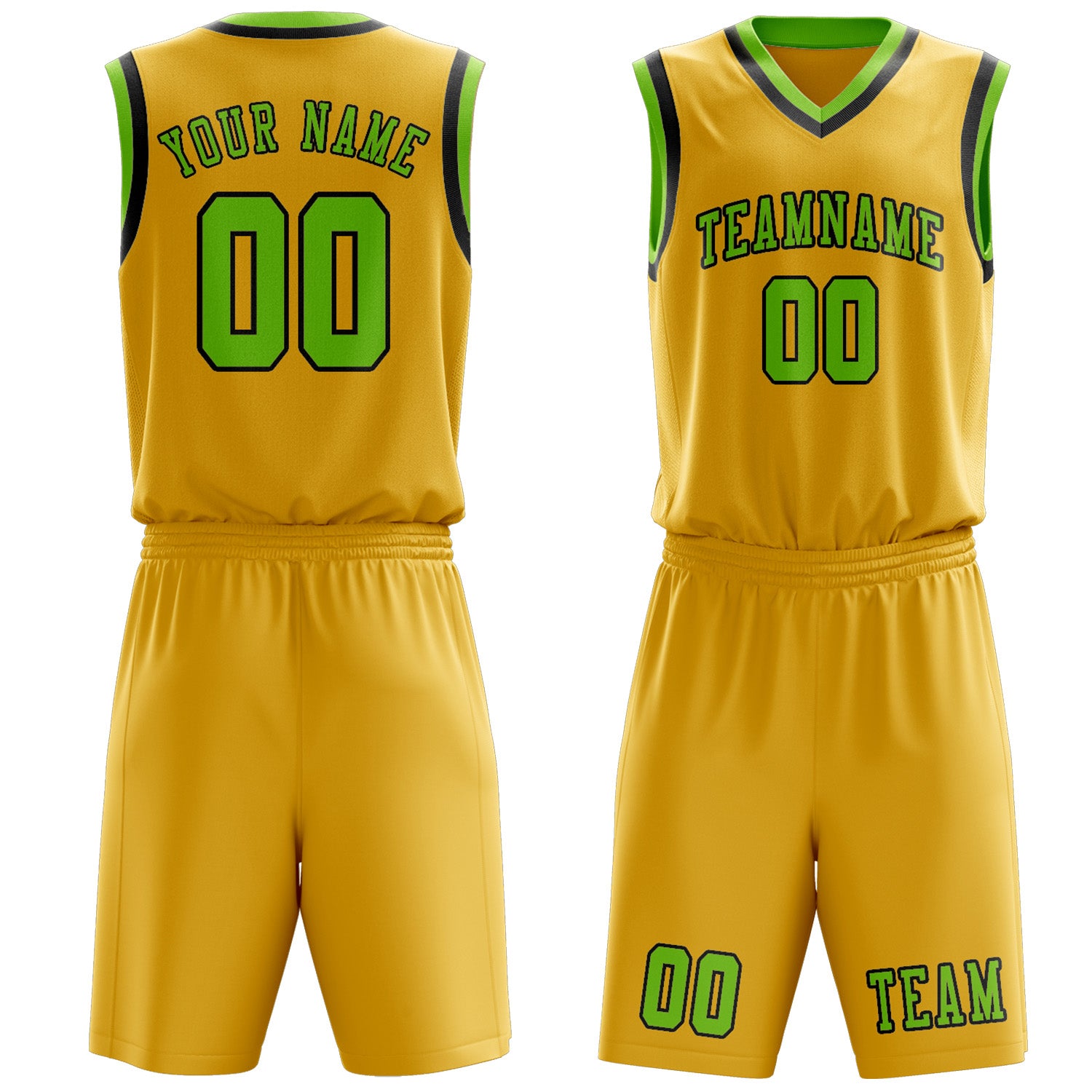 Benutzerdefiniertes Professionelles Gold Smaragdgrün Basketballtrikot-Set