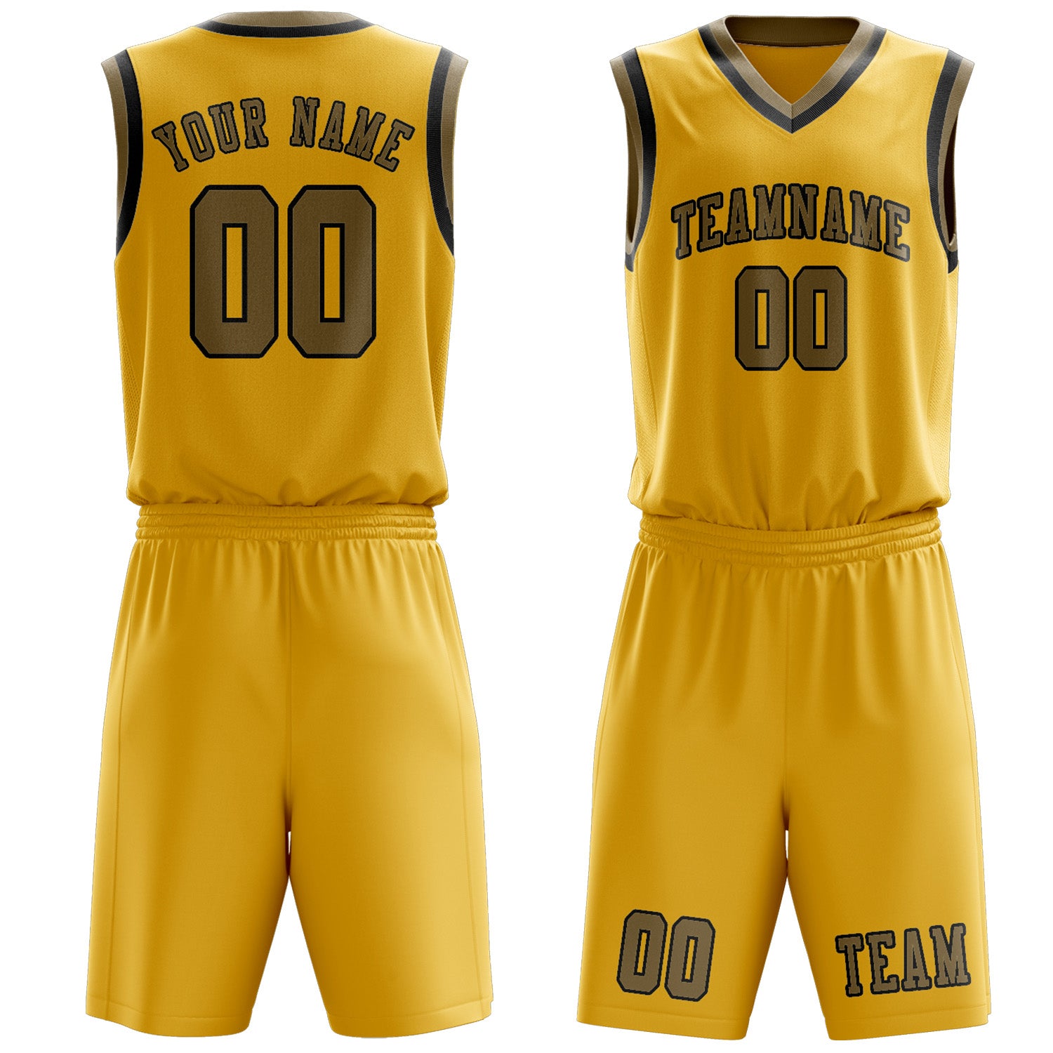 Benutzerdefiniertes Professionelles Gold Hellkhaki Basketballtrikot-Set