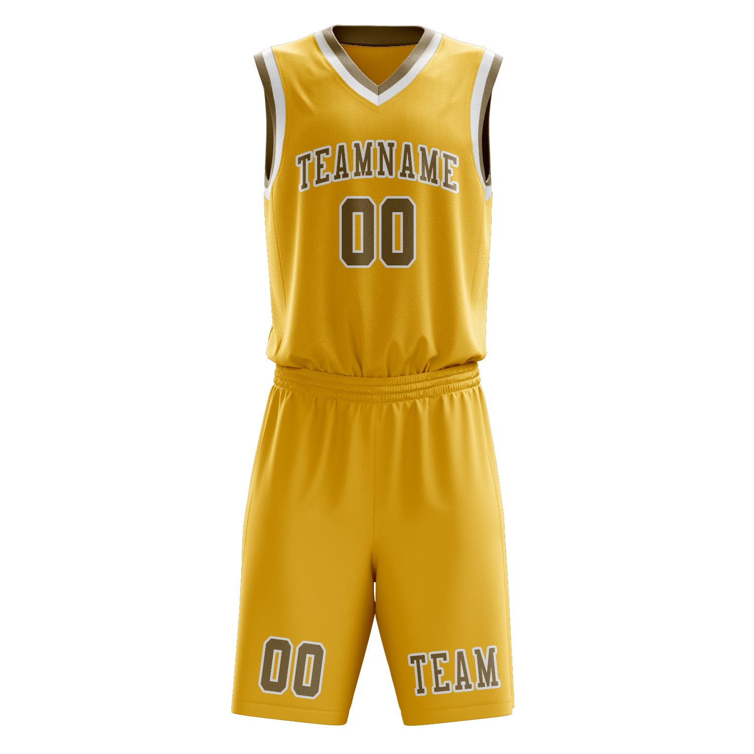 Benutzerdefiniertes Professionelles Gold Hellkhaki Basketballtrikot-Set