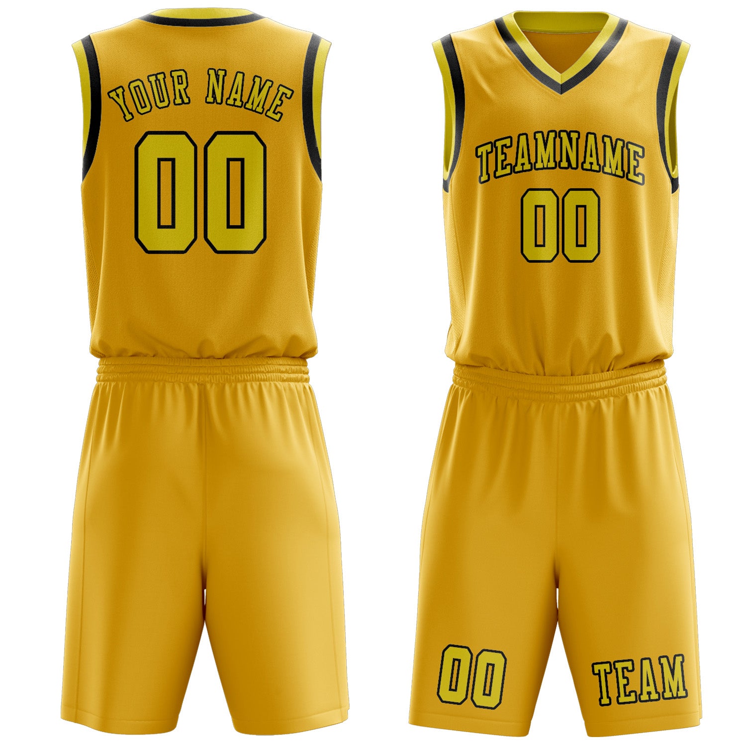 Benutzerdefiniertes Professionelles Gold Blassgelb Basketballtrikot-Set