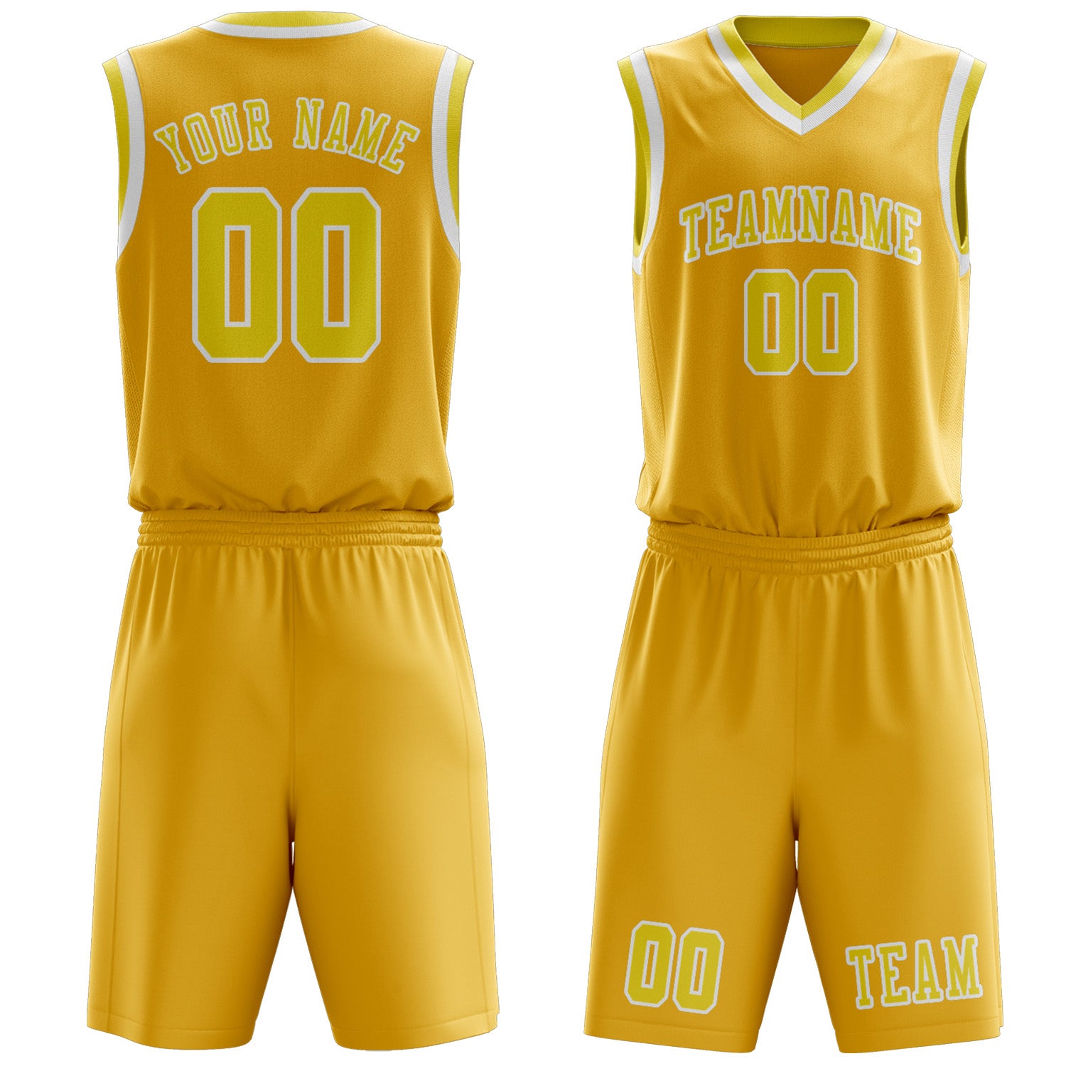 Benutzerdefiniertes Professionelles Gold Blassgelb Basketballtrikot-Set