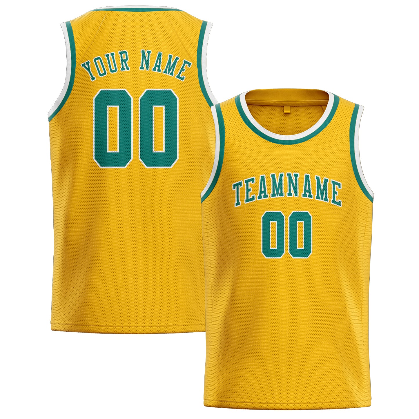 Benutzerdefiniertes Professionelles Gold Blaugrün Basketballtrikot