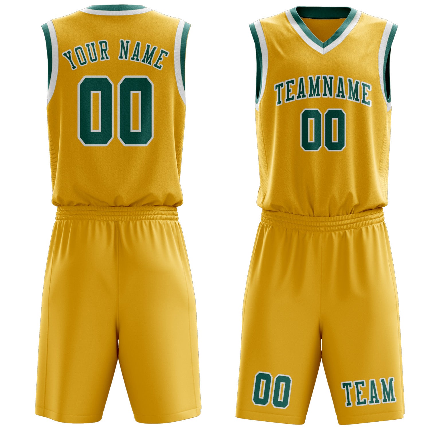 Benutzerdefiniertes Professionelles Gold Blaugrün Basketballtrikot-Set