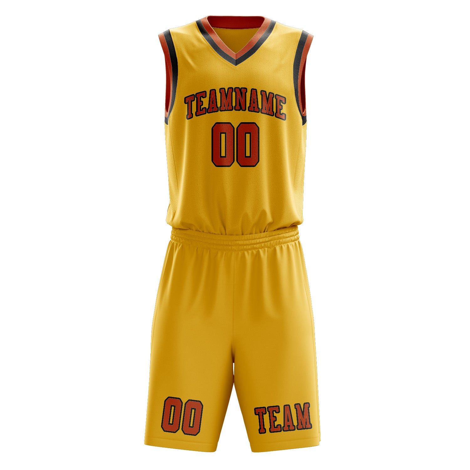 Benutzerdefiniertes Professionelles Gold Orange Basketballtrikot-Set