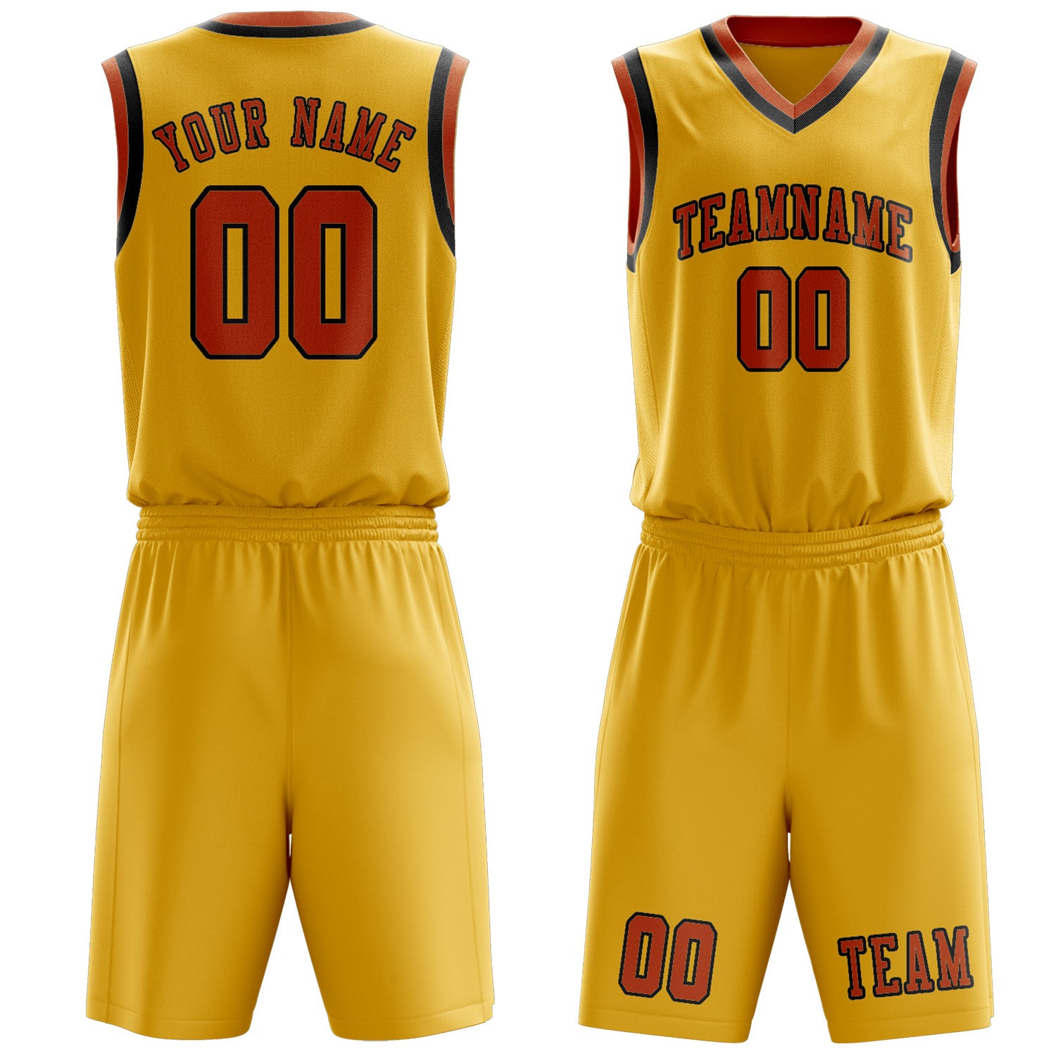 Benutzerdefiniertes Professionelles Gold Orange Basketballtrikot-Set