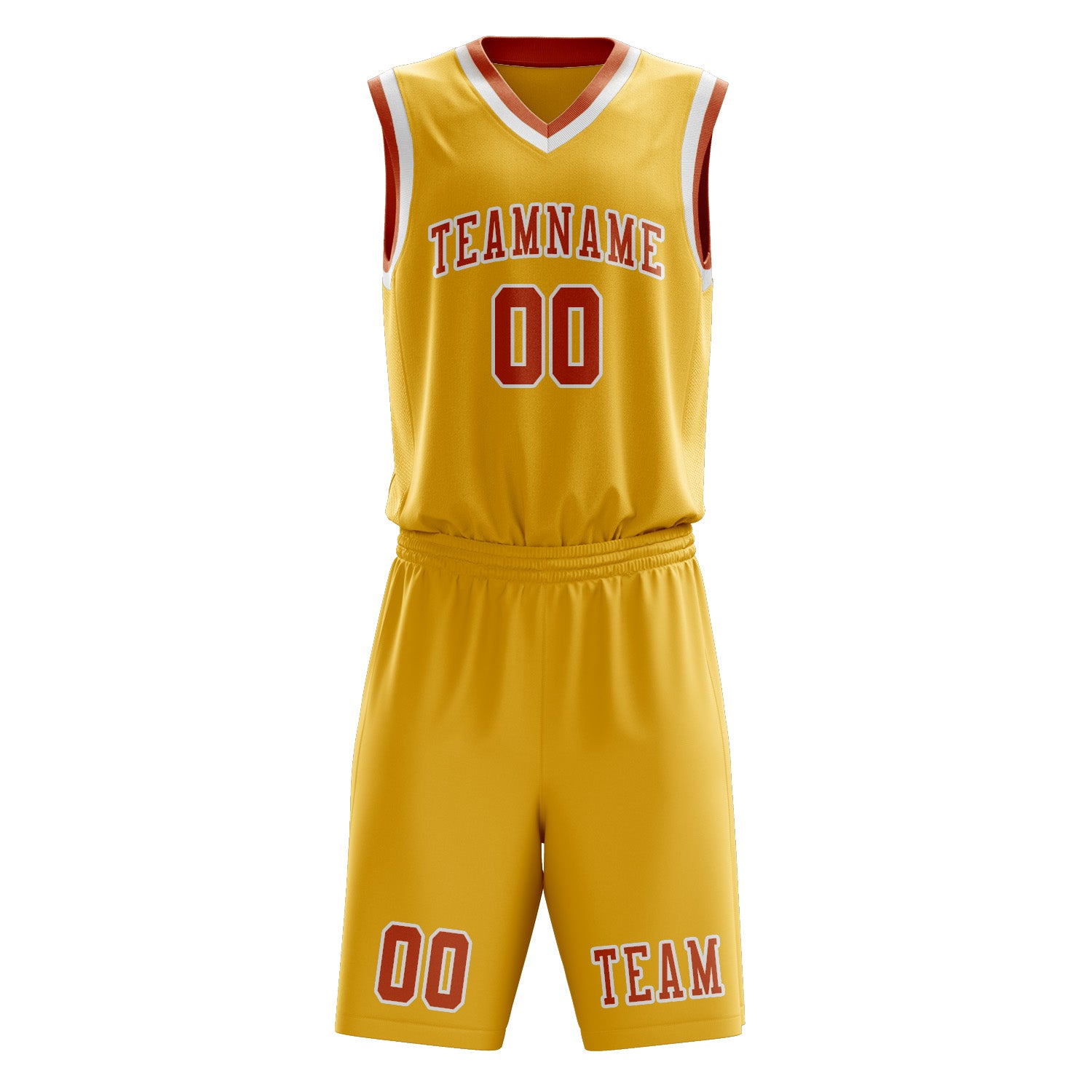 Benutzerdefiniertes Professionelles Gold Orange Basketballtrikot-Set