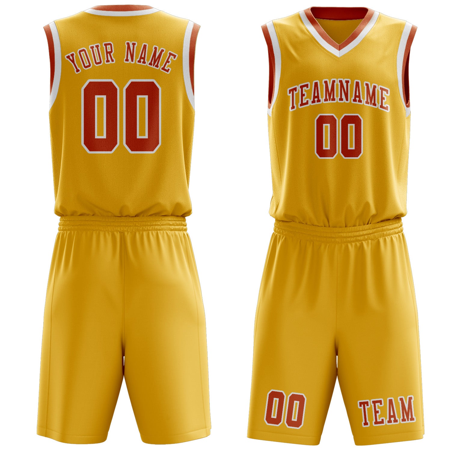 Benutzerdefiniertes Professionelles Gold Orange Basketballtrikot-Set