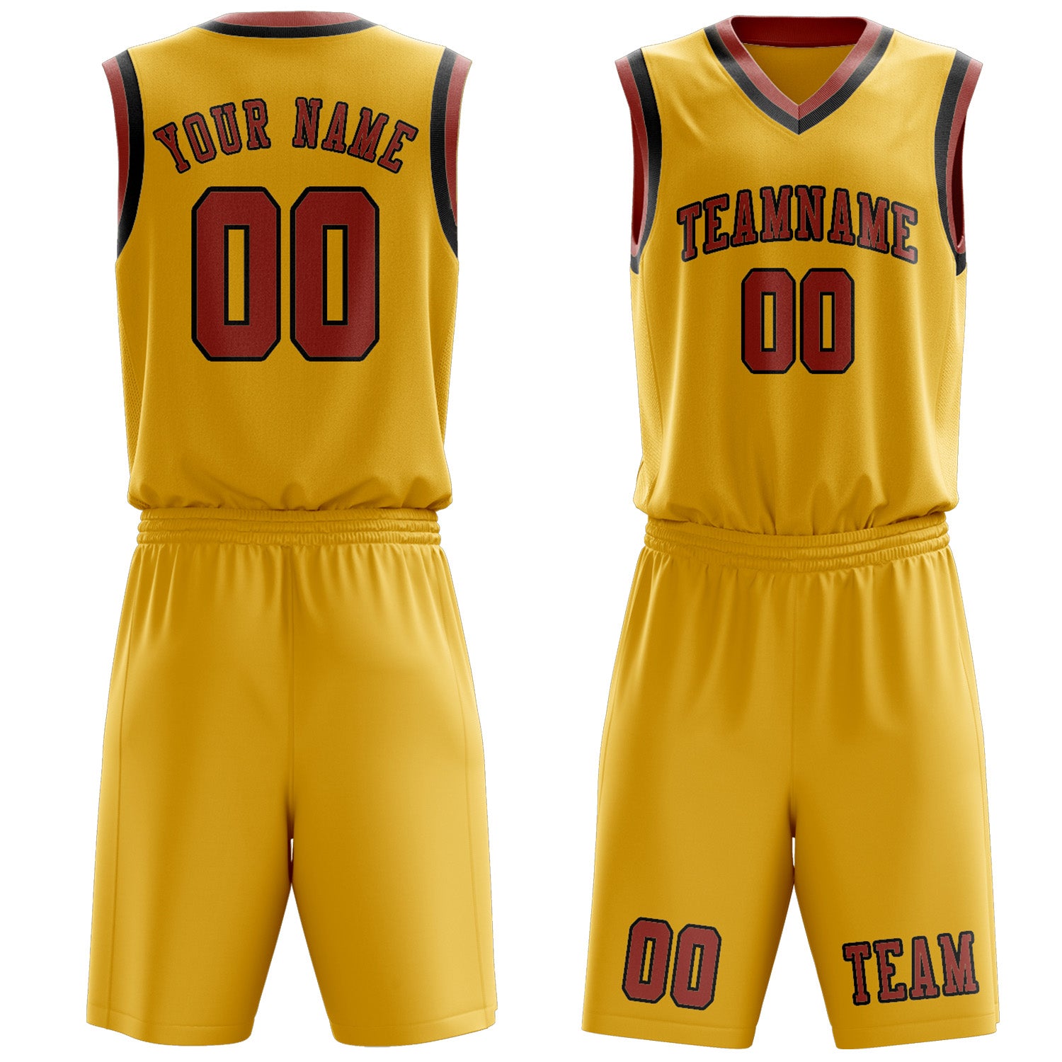 Benutzerdefiniertes Professionelles Gold Kupferrose Basketballtrikot-Set
