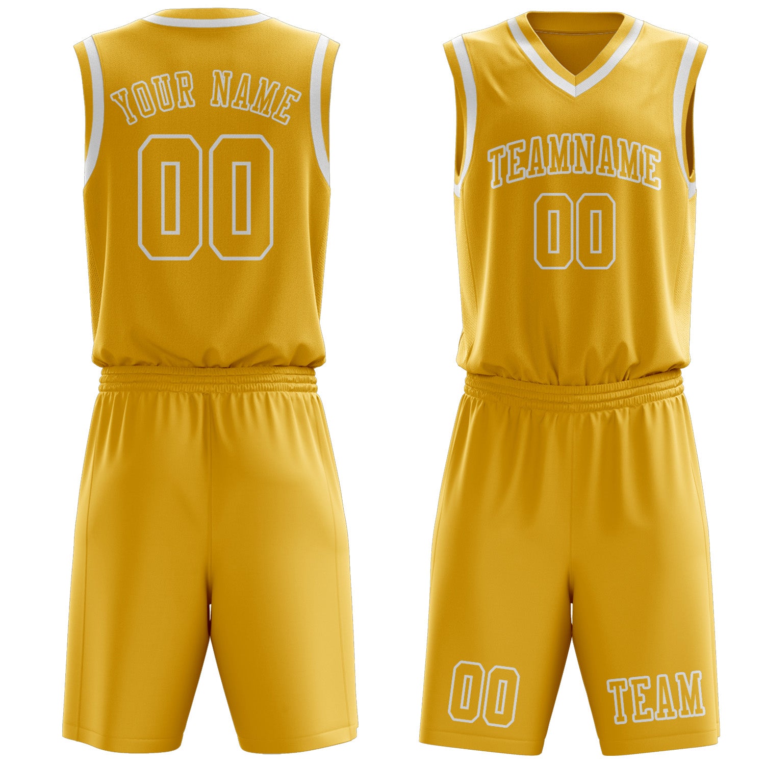 Benutzerdefiniertes Professionelles Gold Weiß Basketballtrikot-Set