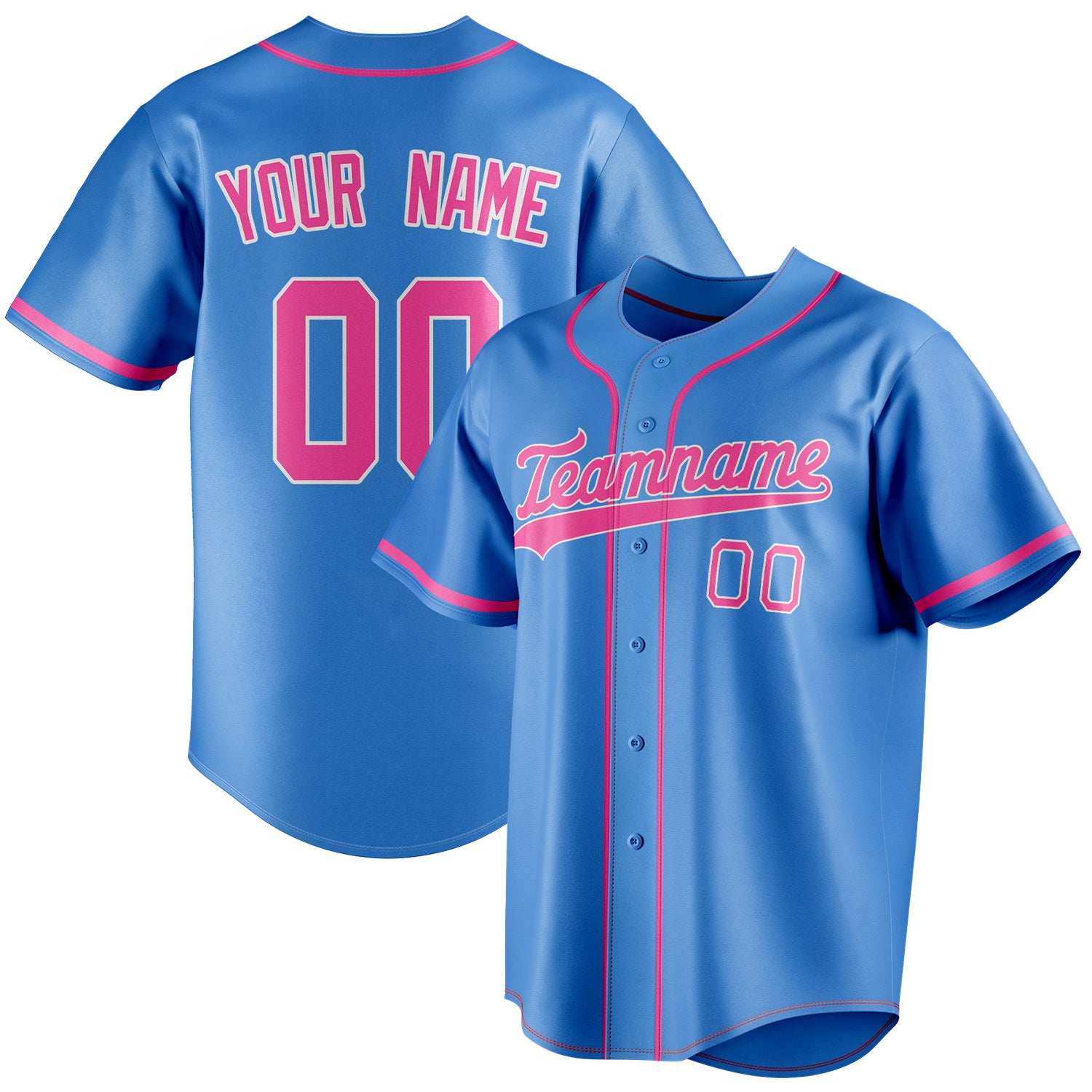 Benutzerdefiniertes Professionelles Elektrisch Blau Rosa Baseballtrikot BB01240528JZ187